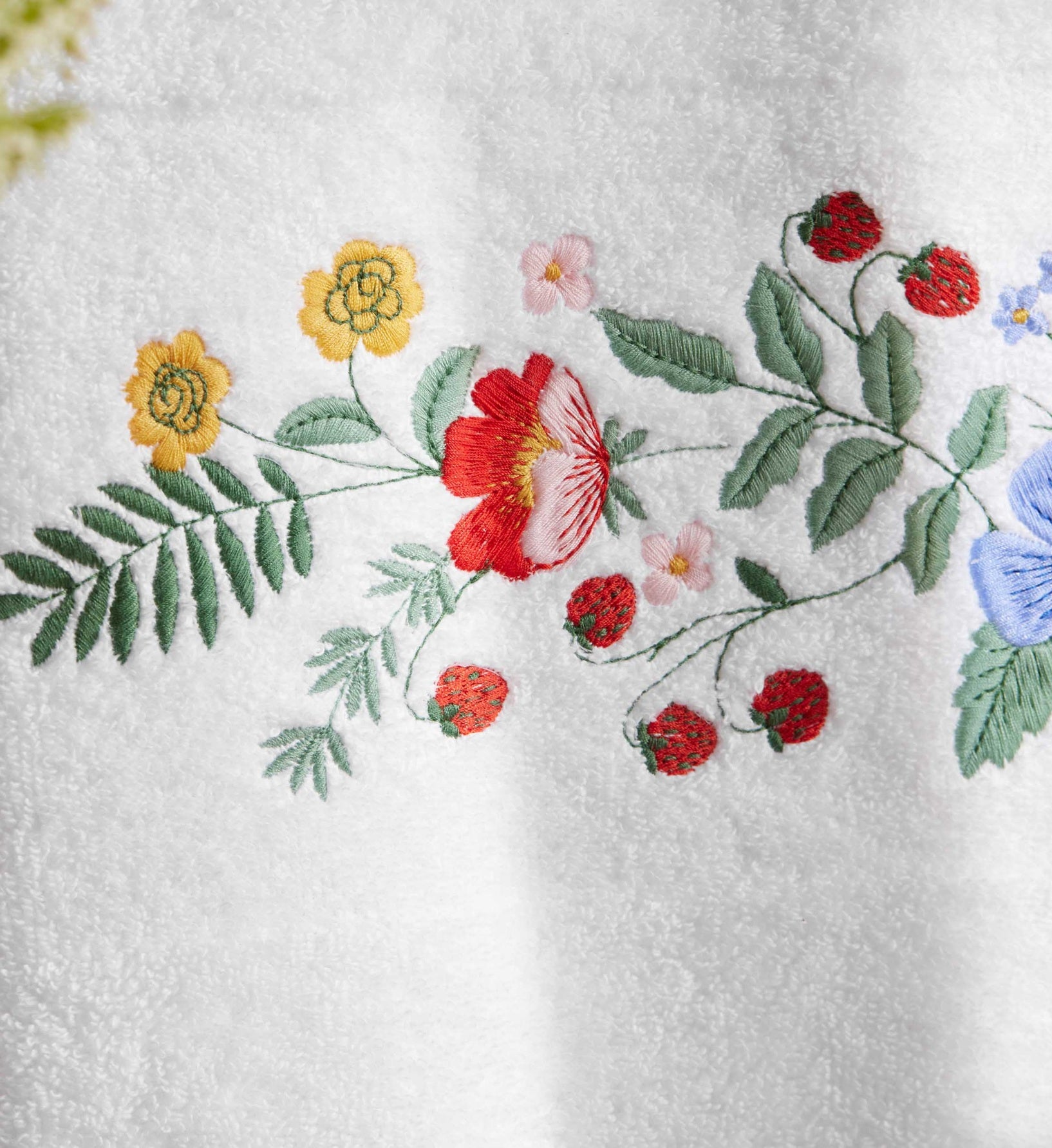 Embroidered Hand Towel - Strawberry Fields