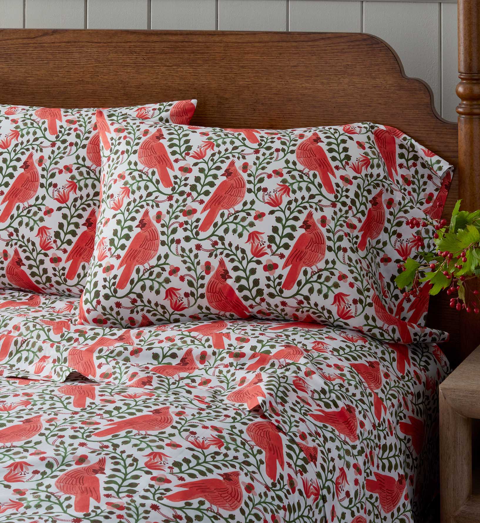 Percale Fitted Sheet - Cardinals