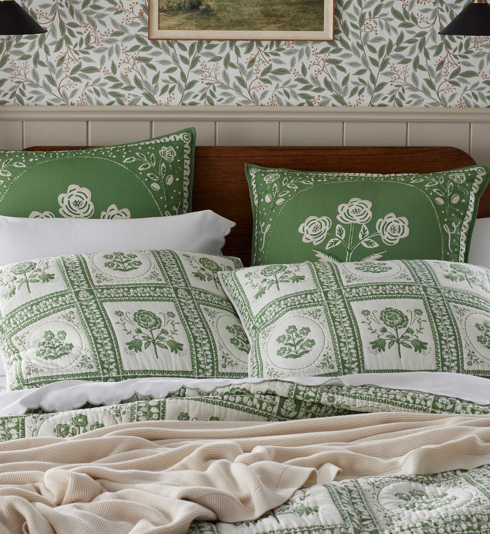 Cotton Quilted Sham - Artichoke Garden