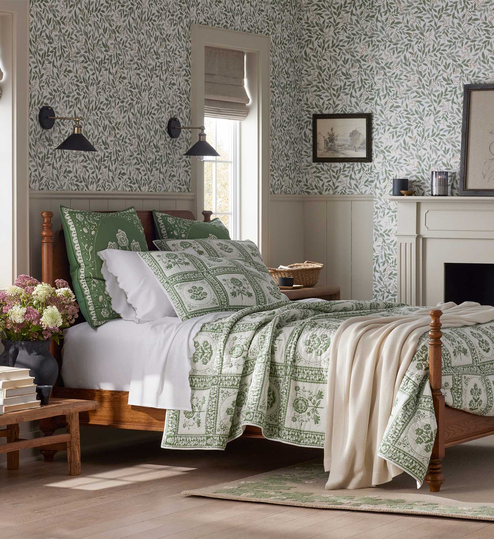 Cotton Quilted Sham - Artichoke Garden