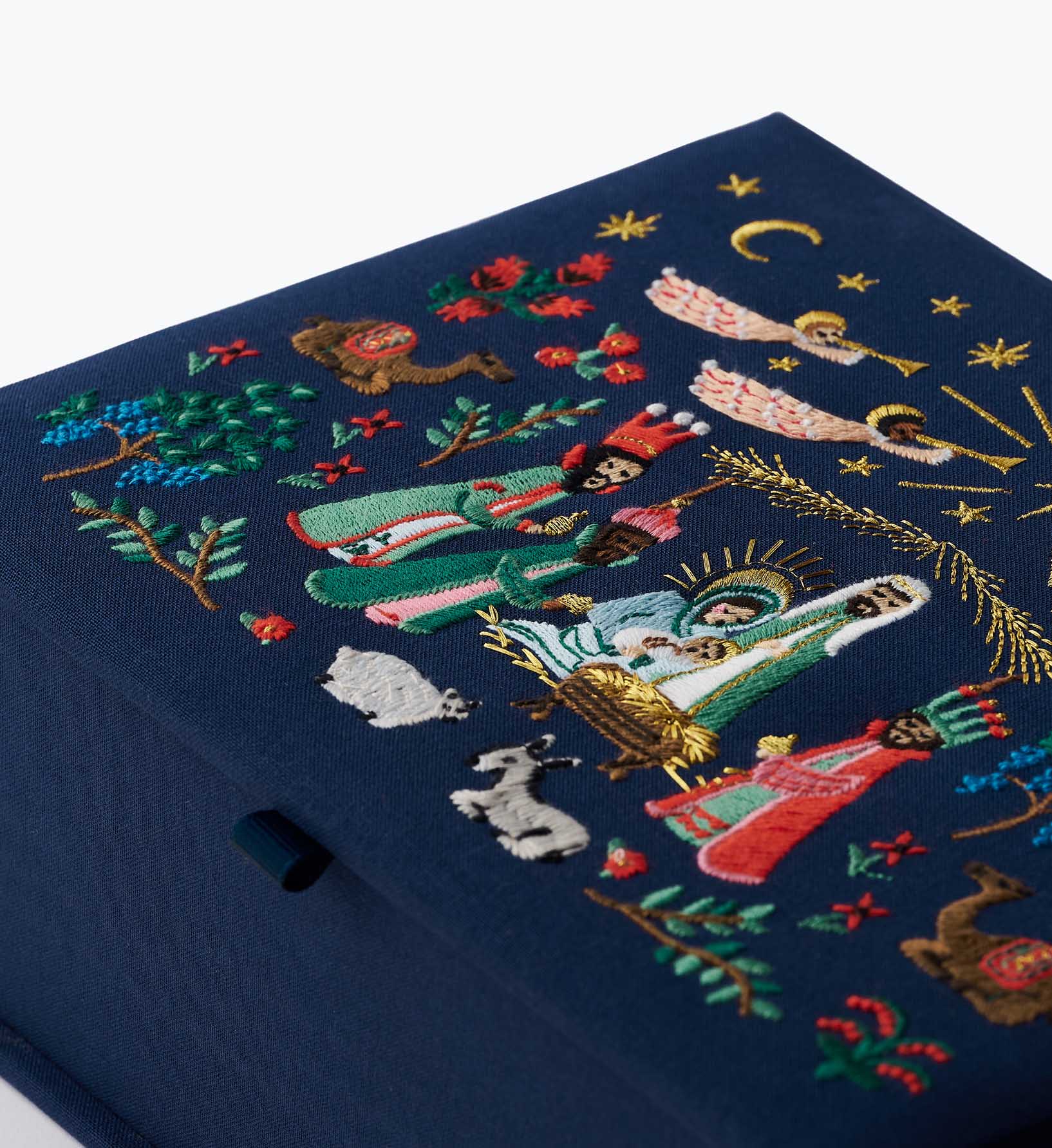 Large Embroidered Keepsake Box - Nativity