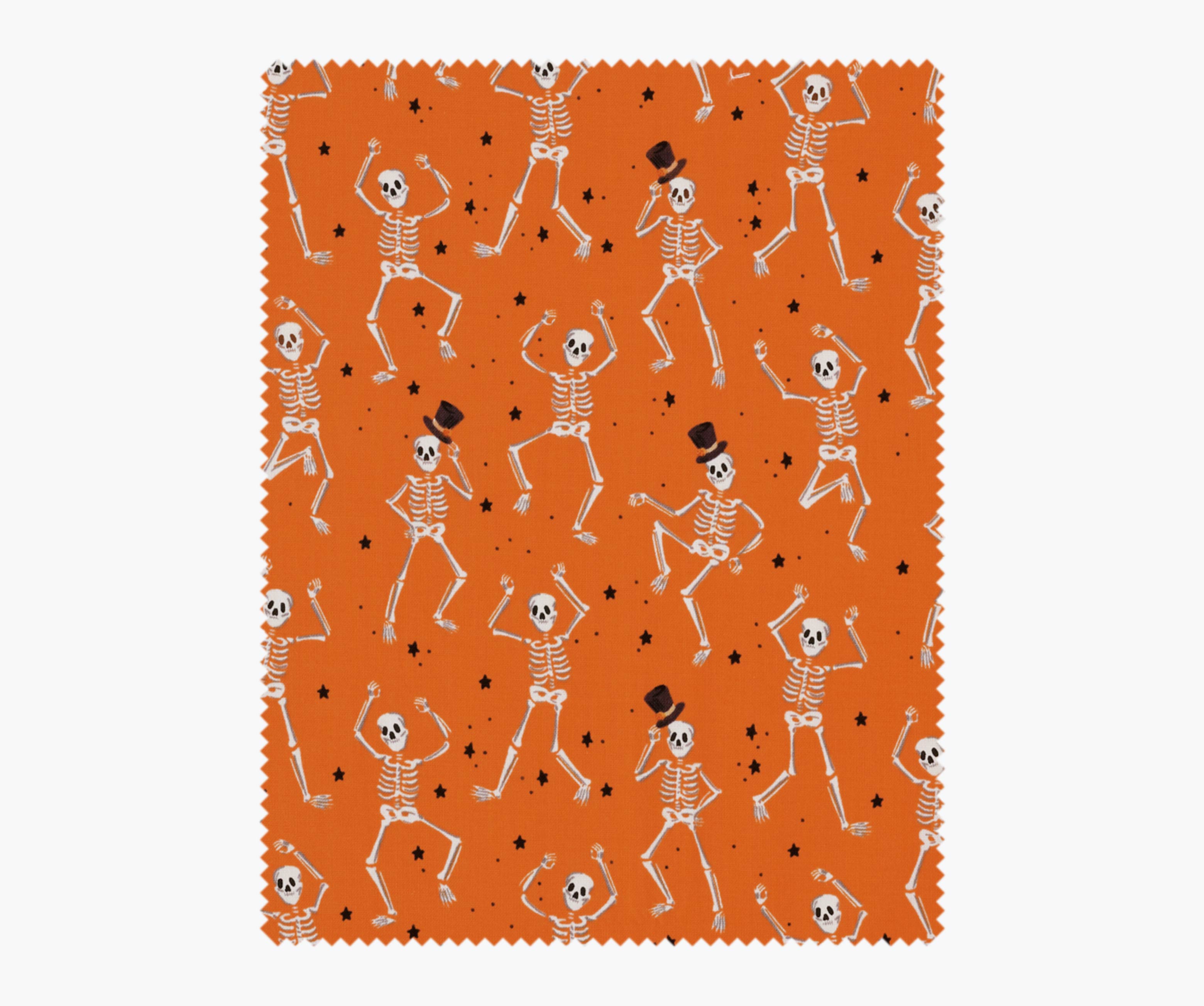 Skeletons Cotton Fabric - Orange