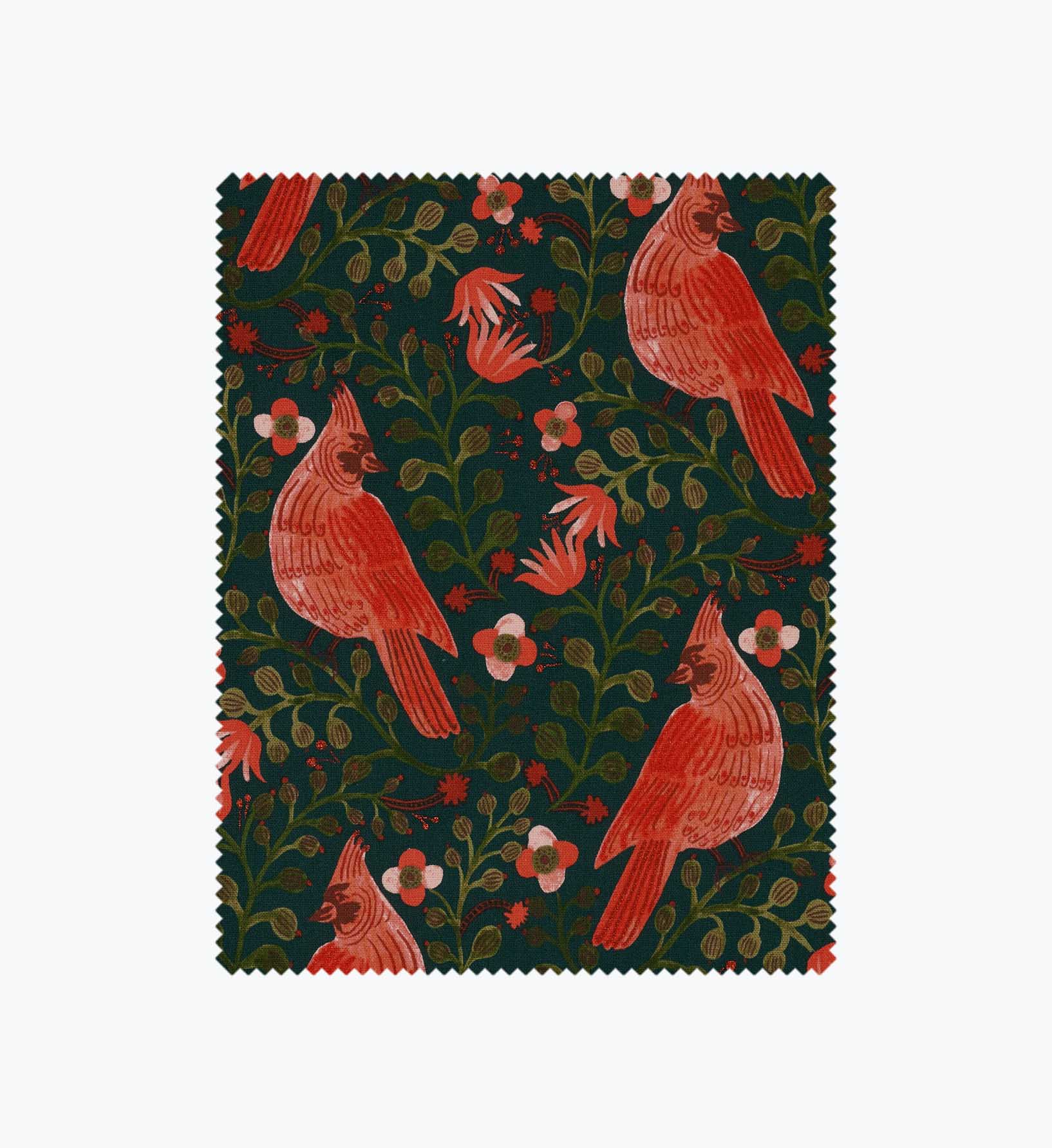 Cardinals Canvas Metallic Fabric - Evergreen