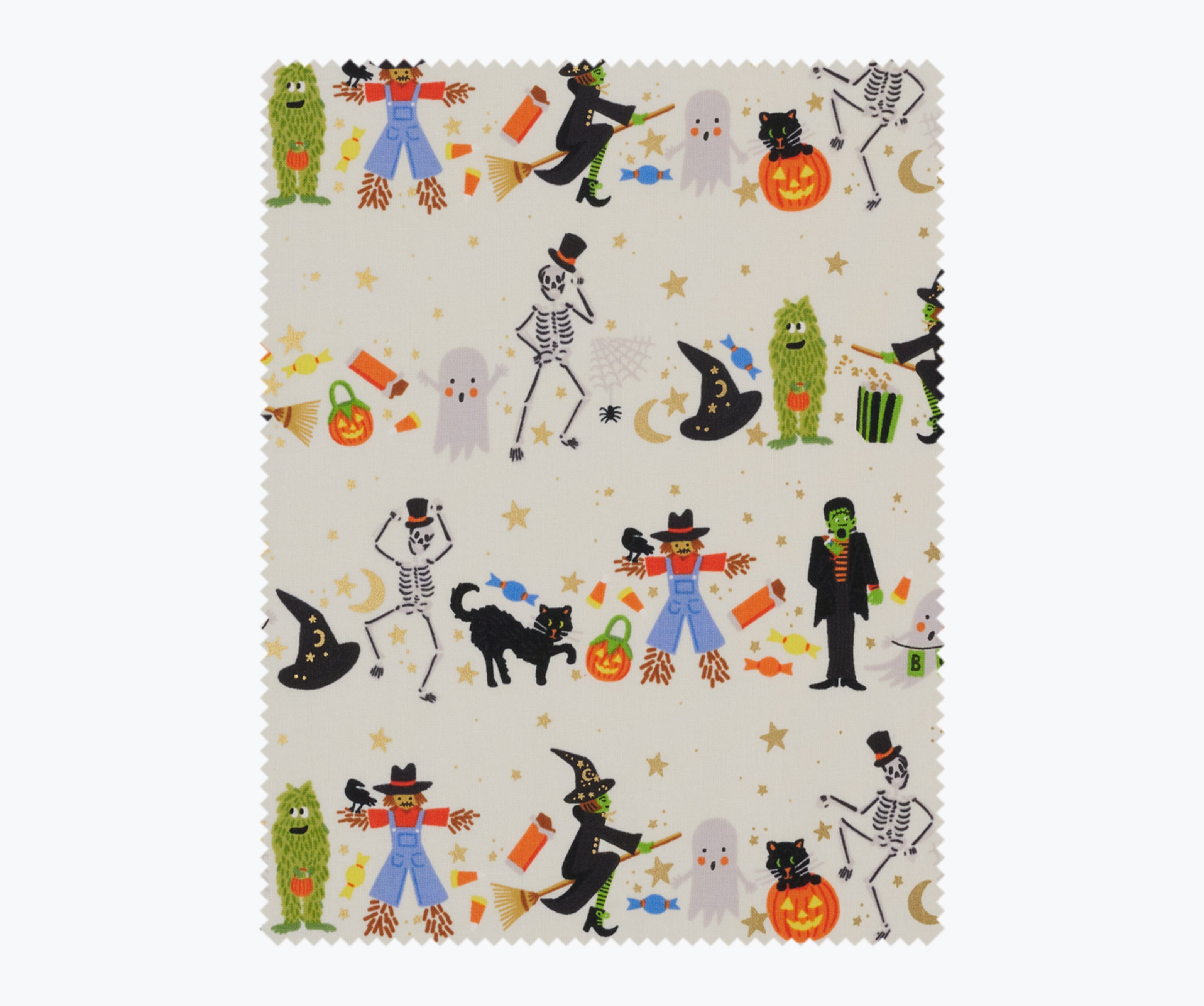 Halloween Parade Cotton Metallic Fabric - Cream