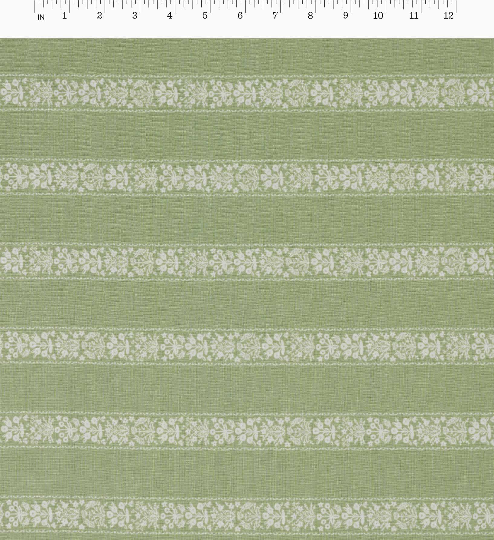 Estee Stripe Cotton Fabric - Sage