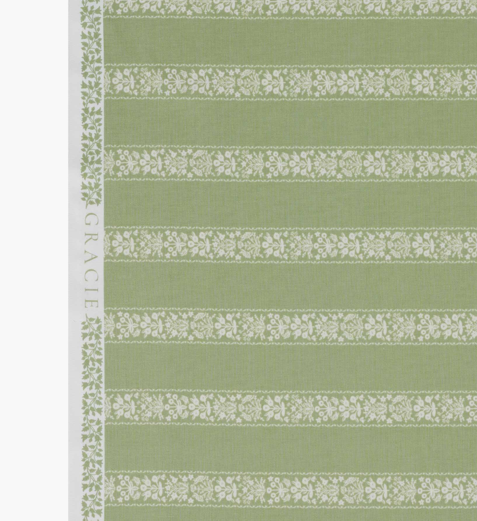 Estee Stripe Cotton Fabric - Sage