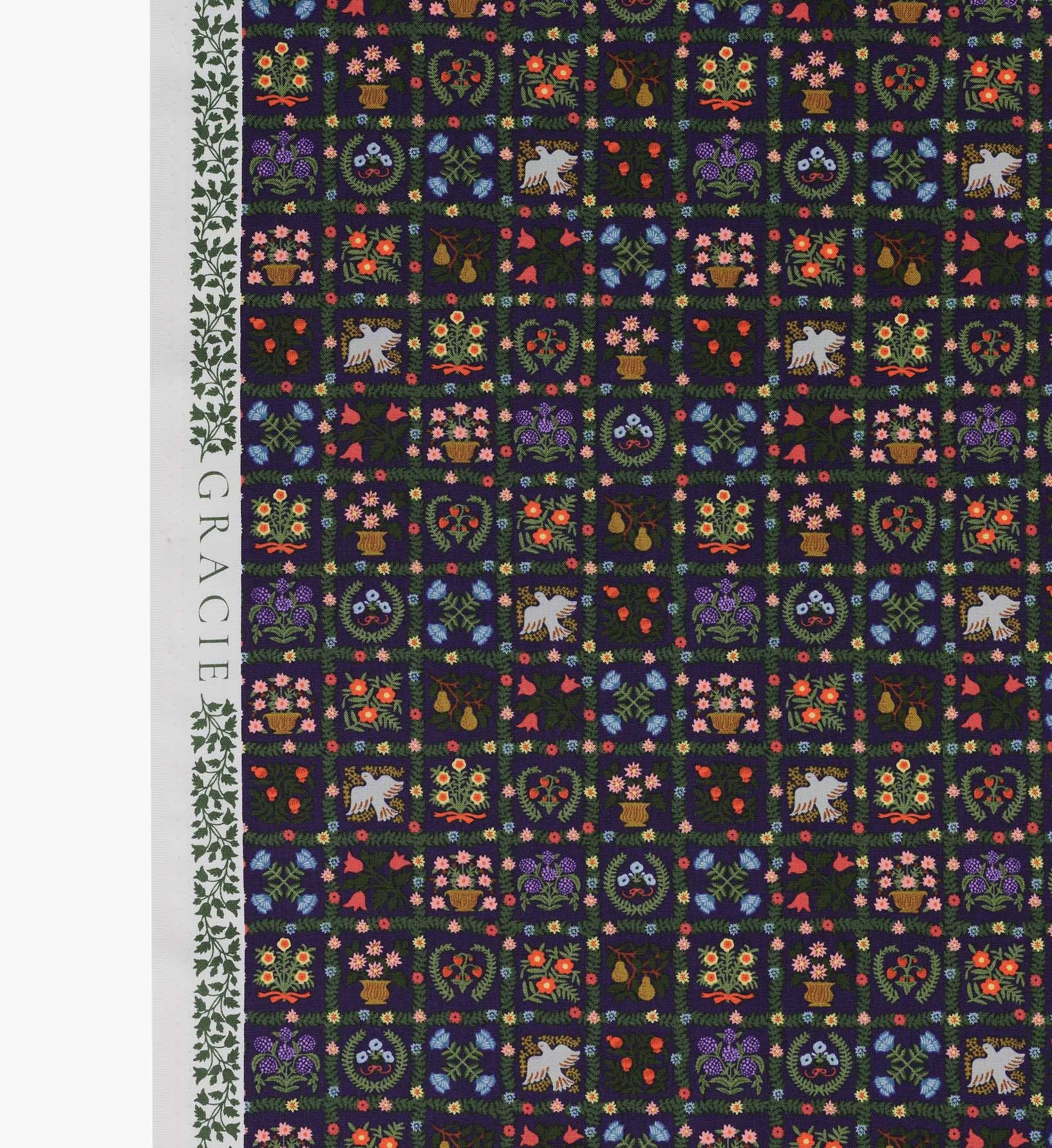 Helena Cotton Fabric - Navy