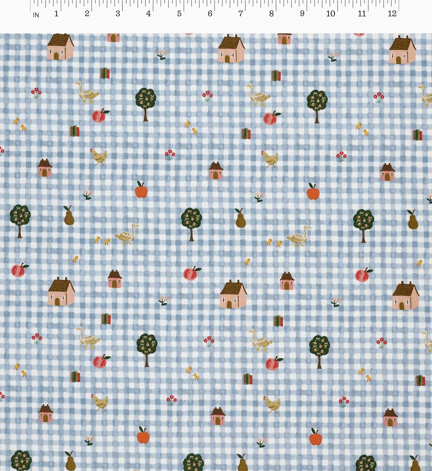 Farmhouse Gingham Cotton Fabric - Blue