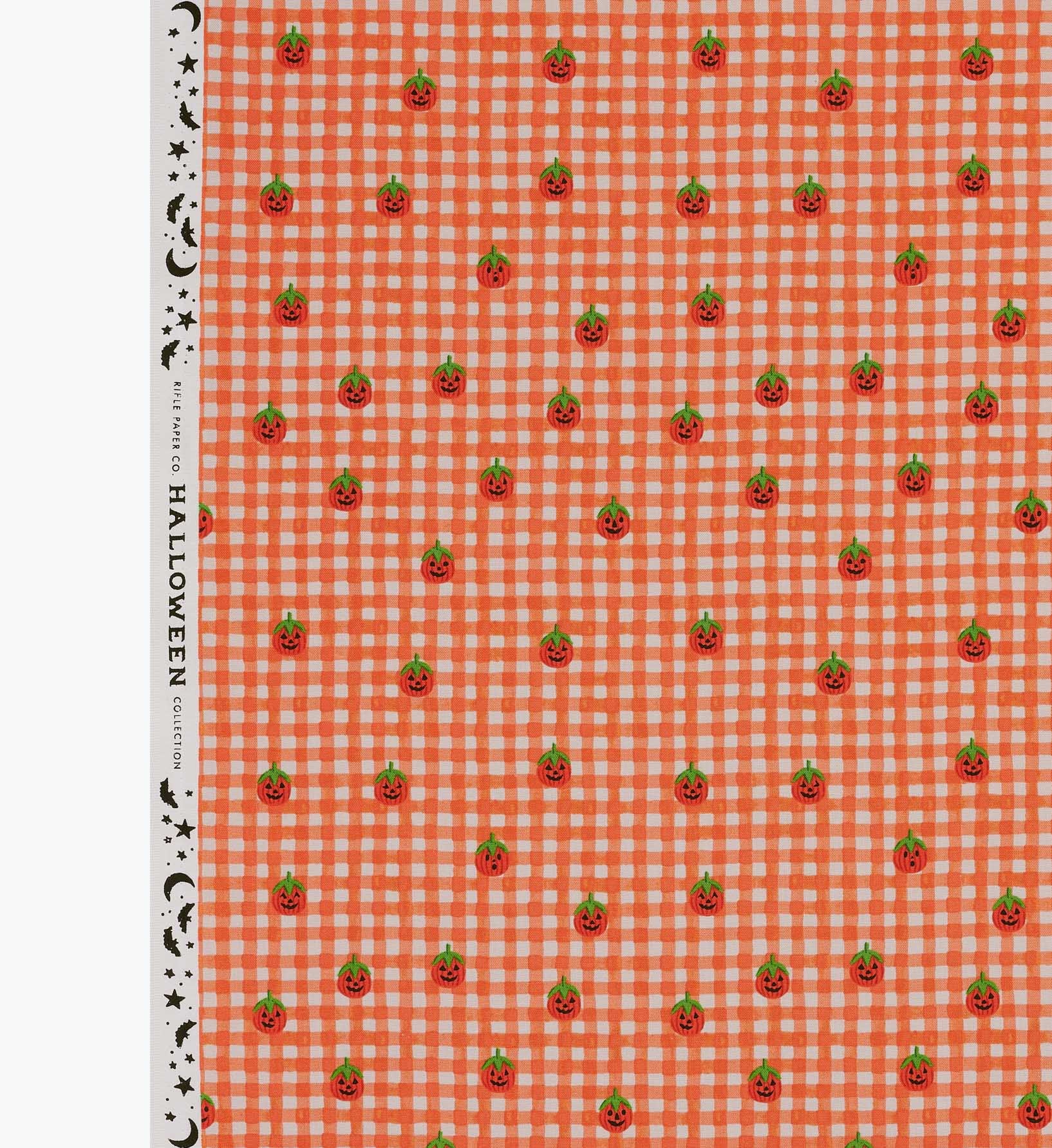 Pumpkin Gingham Cotton Fabric - Orange