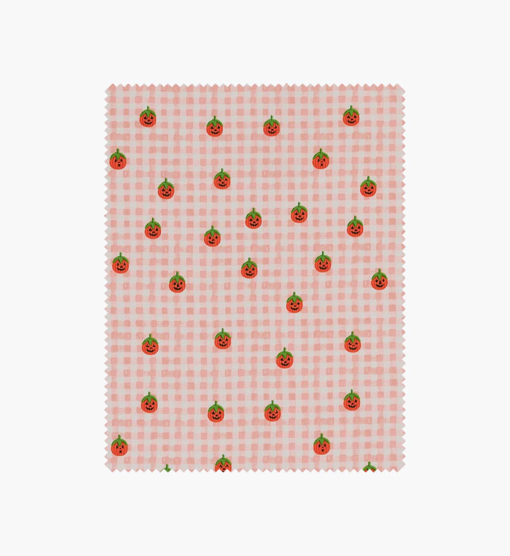 Pumpkin Gingham Cotton Fabric - Blush
