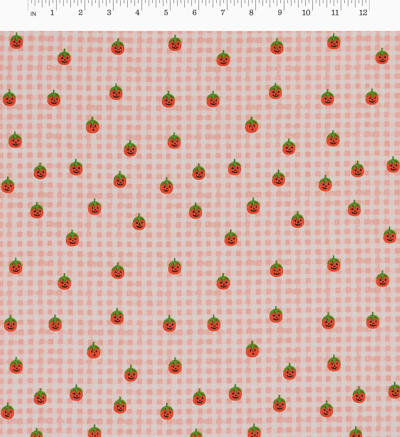 Pumpkin Gingham Cotton Fabric - Blush
