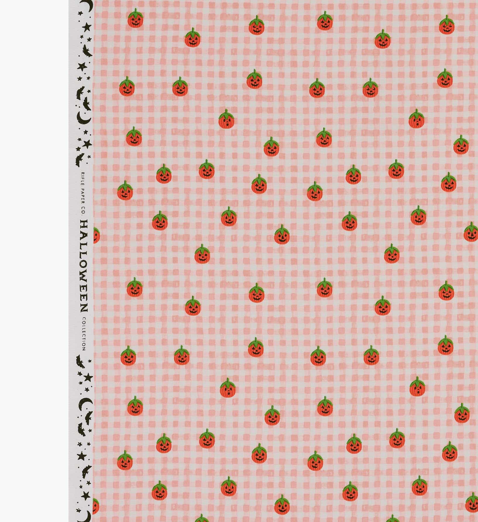 Pumpkin Gingham Cotton Fabric - Blush
