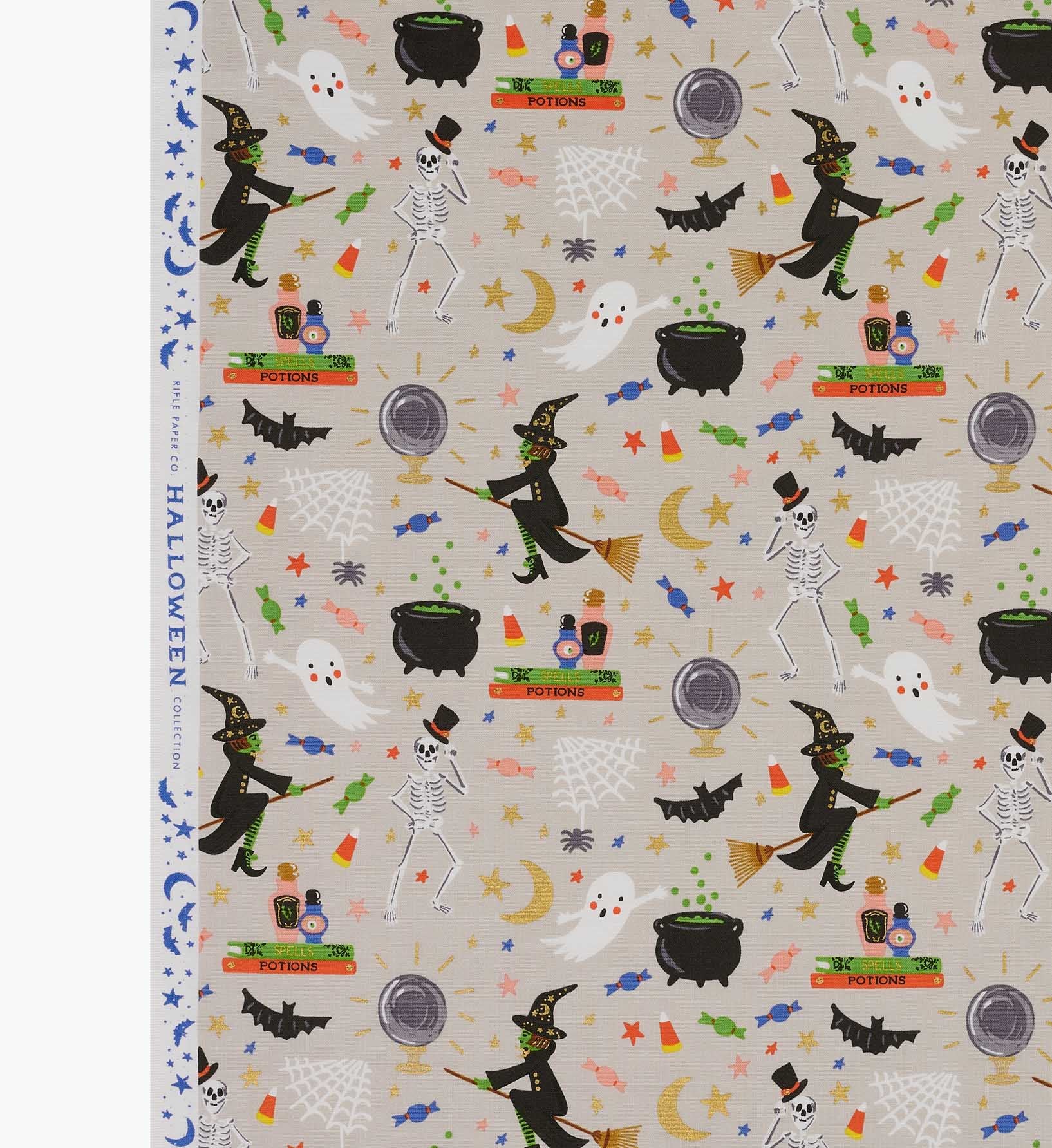 Halloween Party Cotton Metallic Fabric - Linen