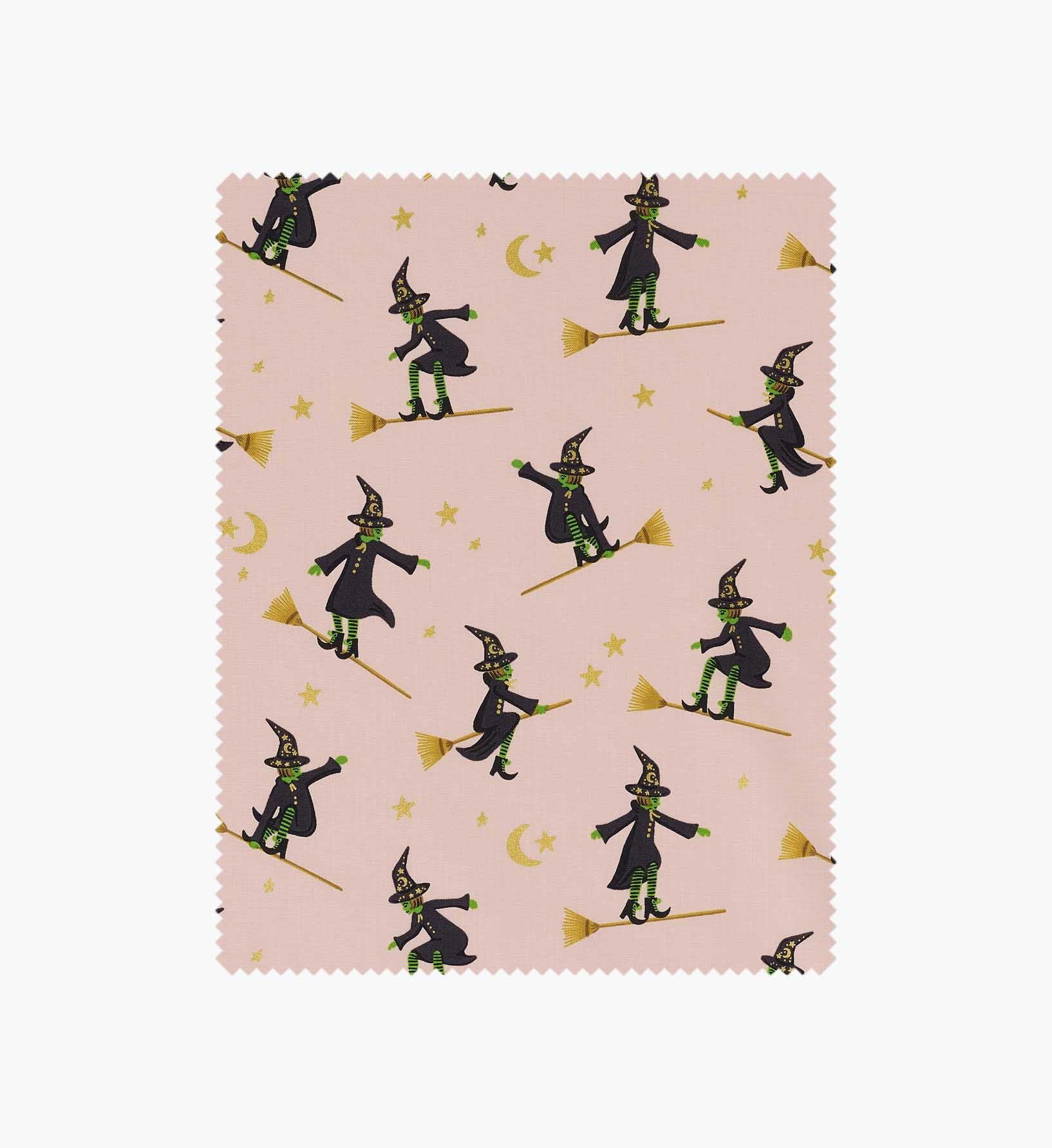 Wicked Witches Cotton Metallic Fabric - Blush