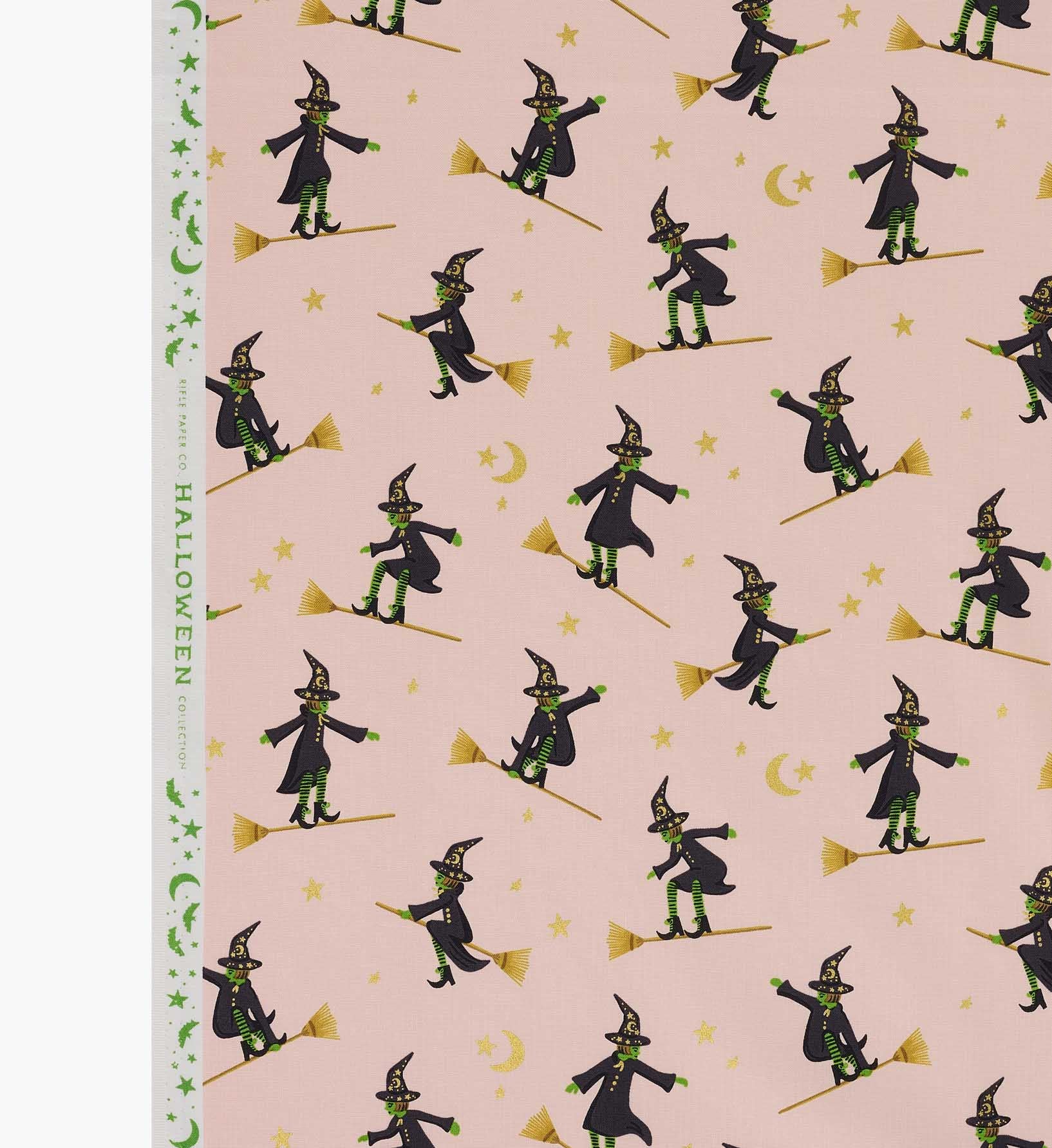 Wicked Witches Cotton Metallic Fabric - Blush