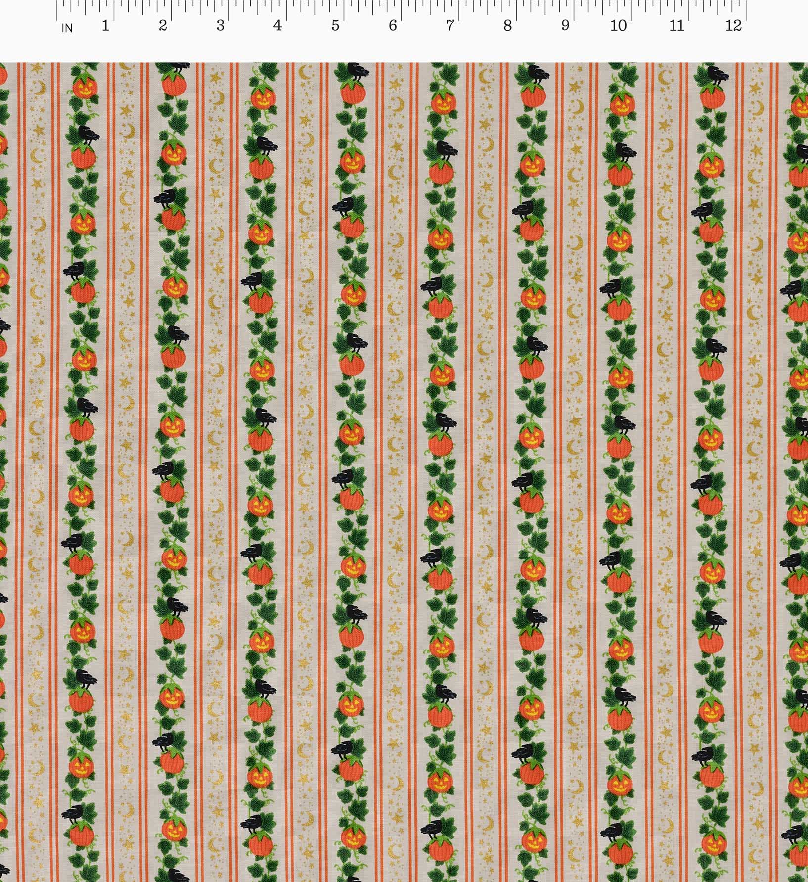 Pumpkin Patch Cotton Metallic Fabric - Linen