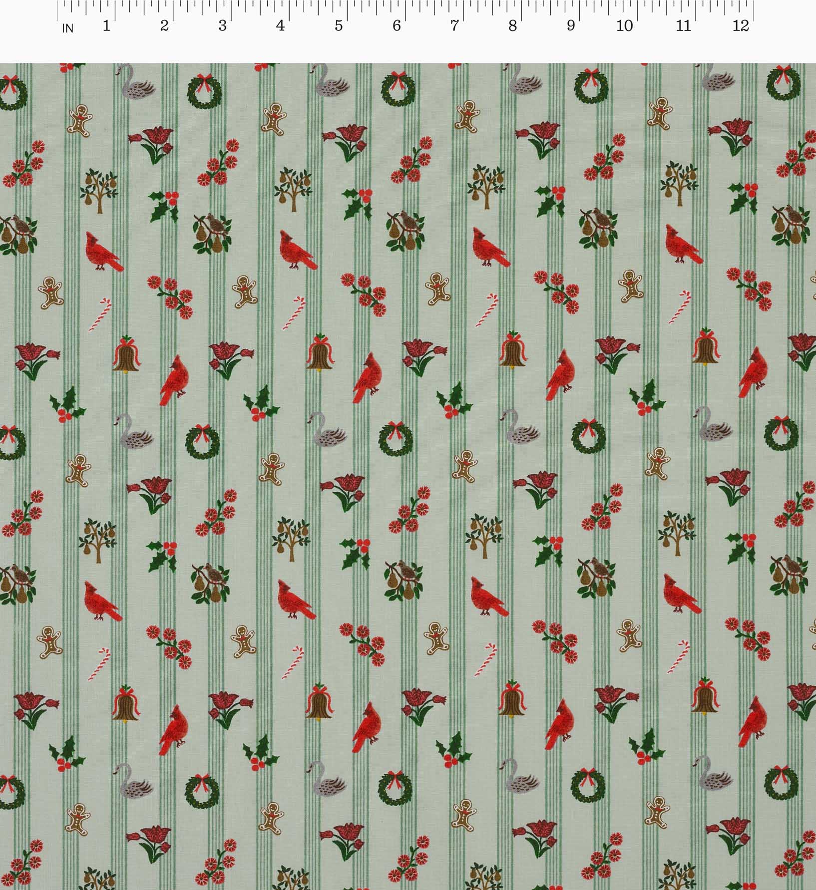 Yuletide Cotton Fabric - Mint