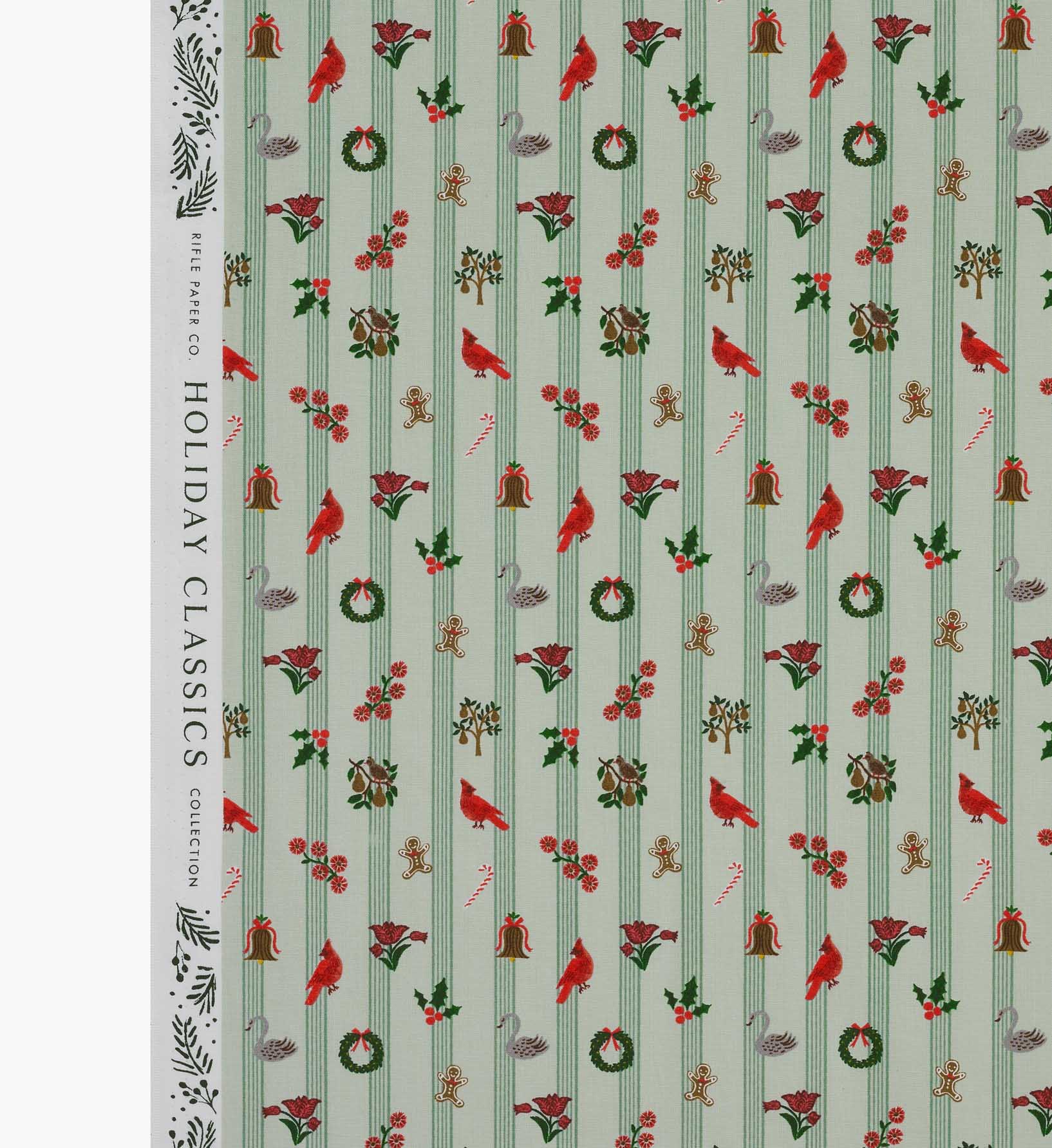 Yuletide Cotton Fabric - Mint