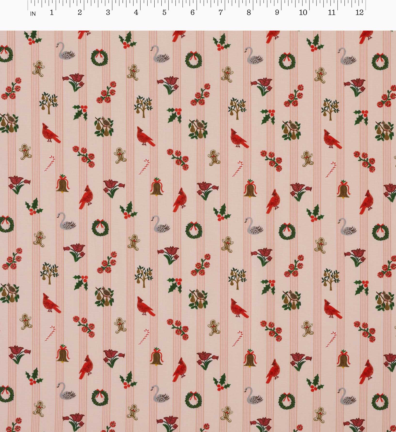 Yuletide Cotton Fabric - Blush