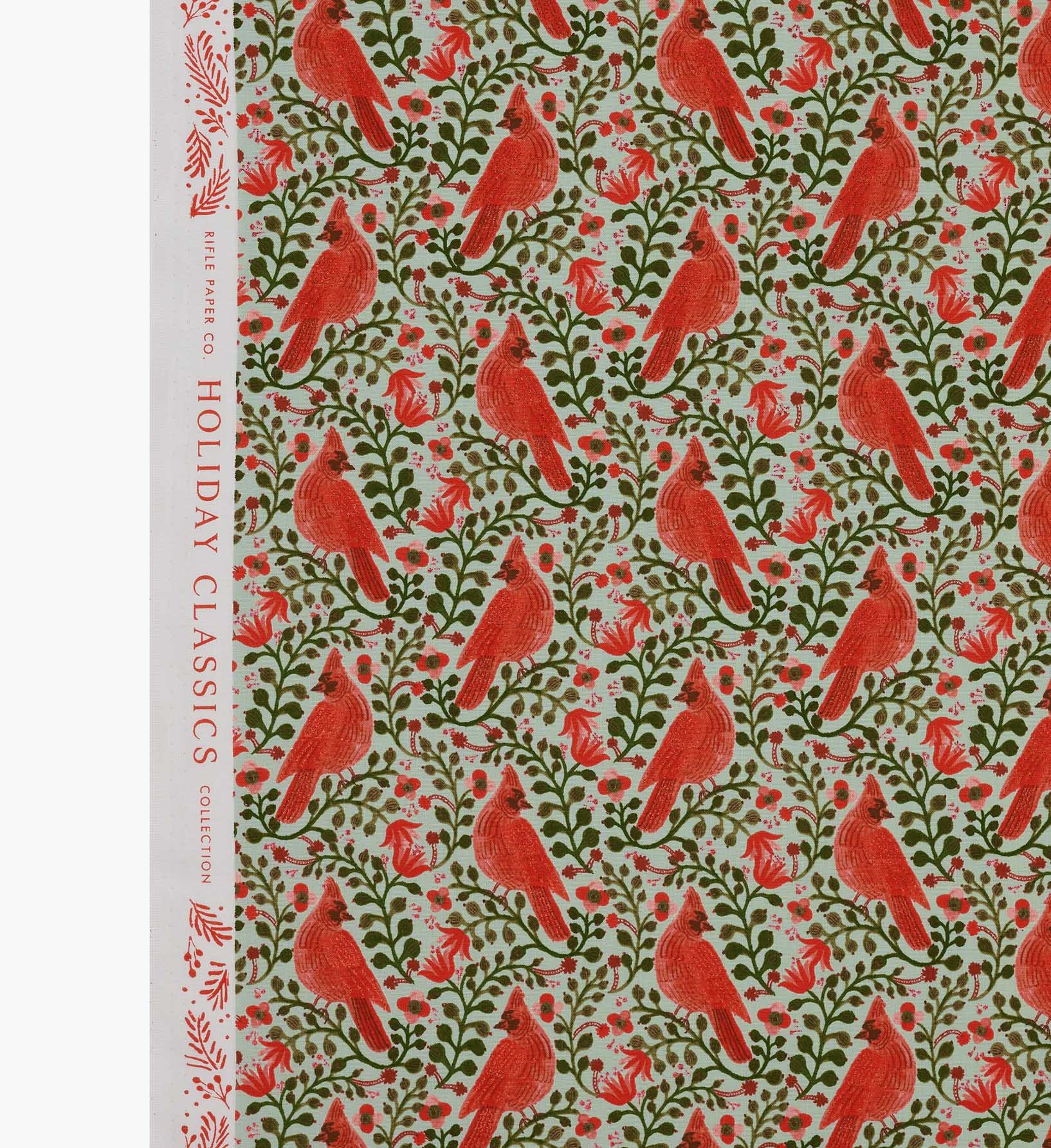 Cardinals Cotton Metallic Fabric - Mint