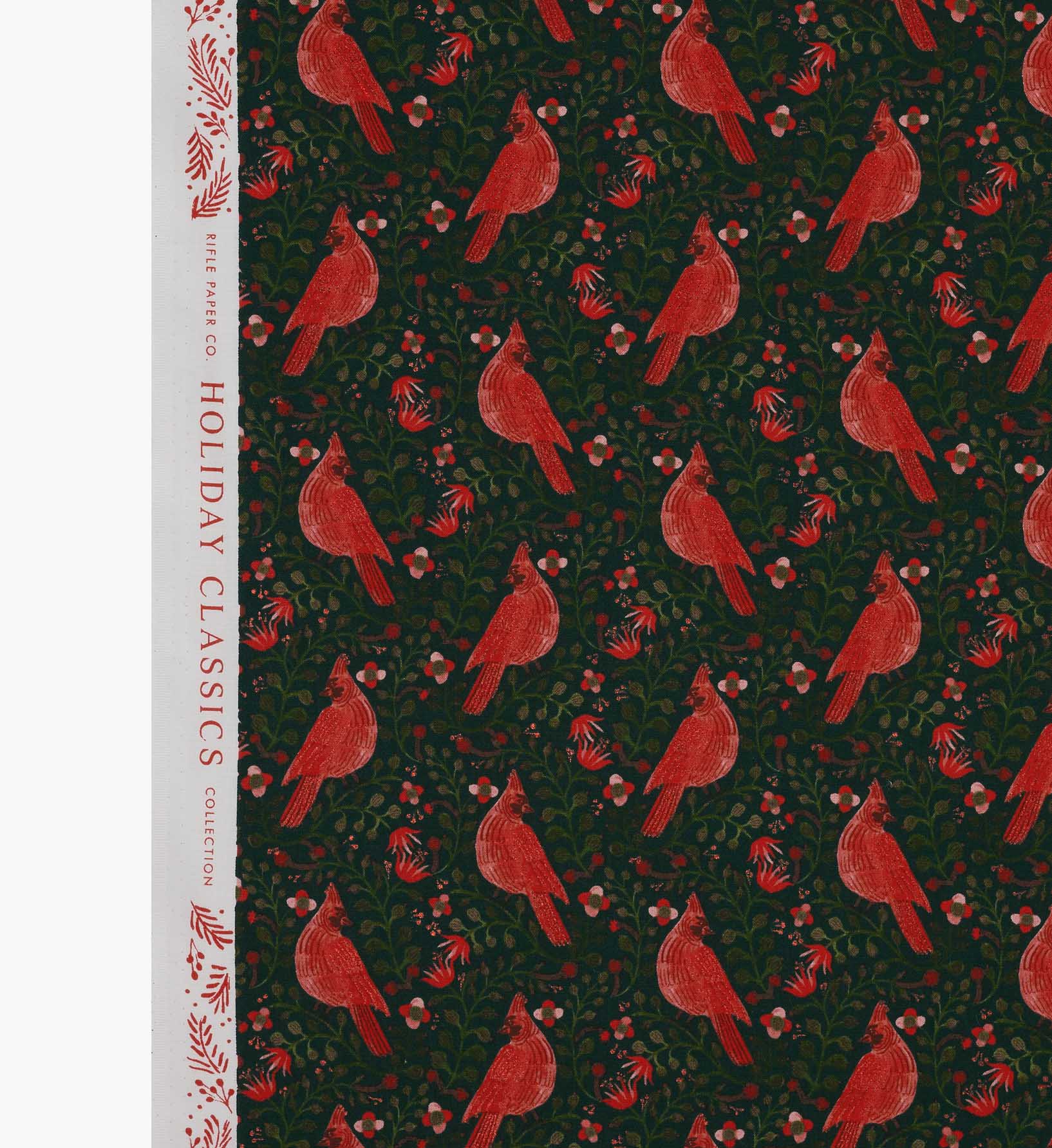 Cardinals Cotton Metallic Fabric - Evergreen