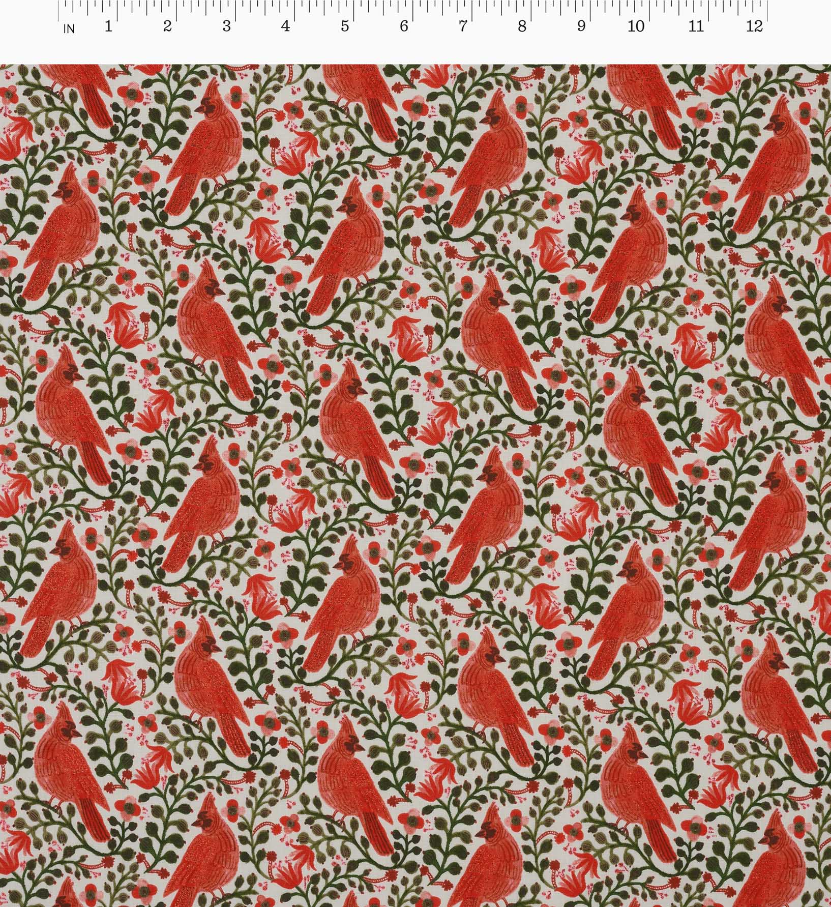 Cardinals Cotton Metallic Fabric - Cream