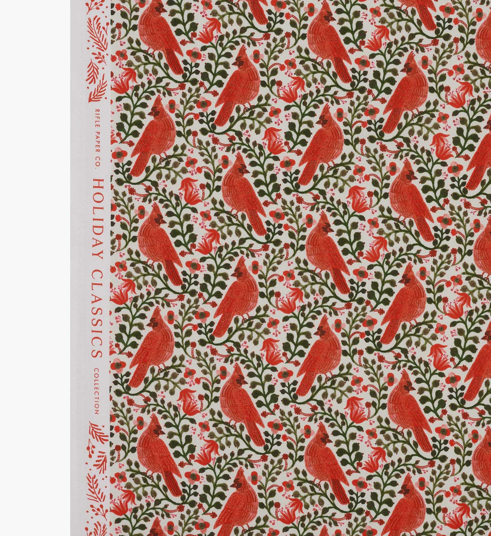Cardinals Cotton Metallic Fabric - Cream