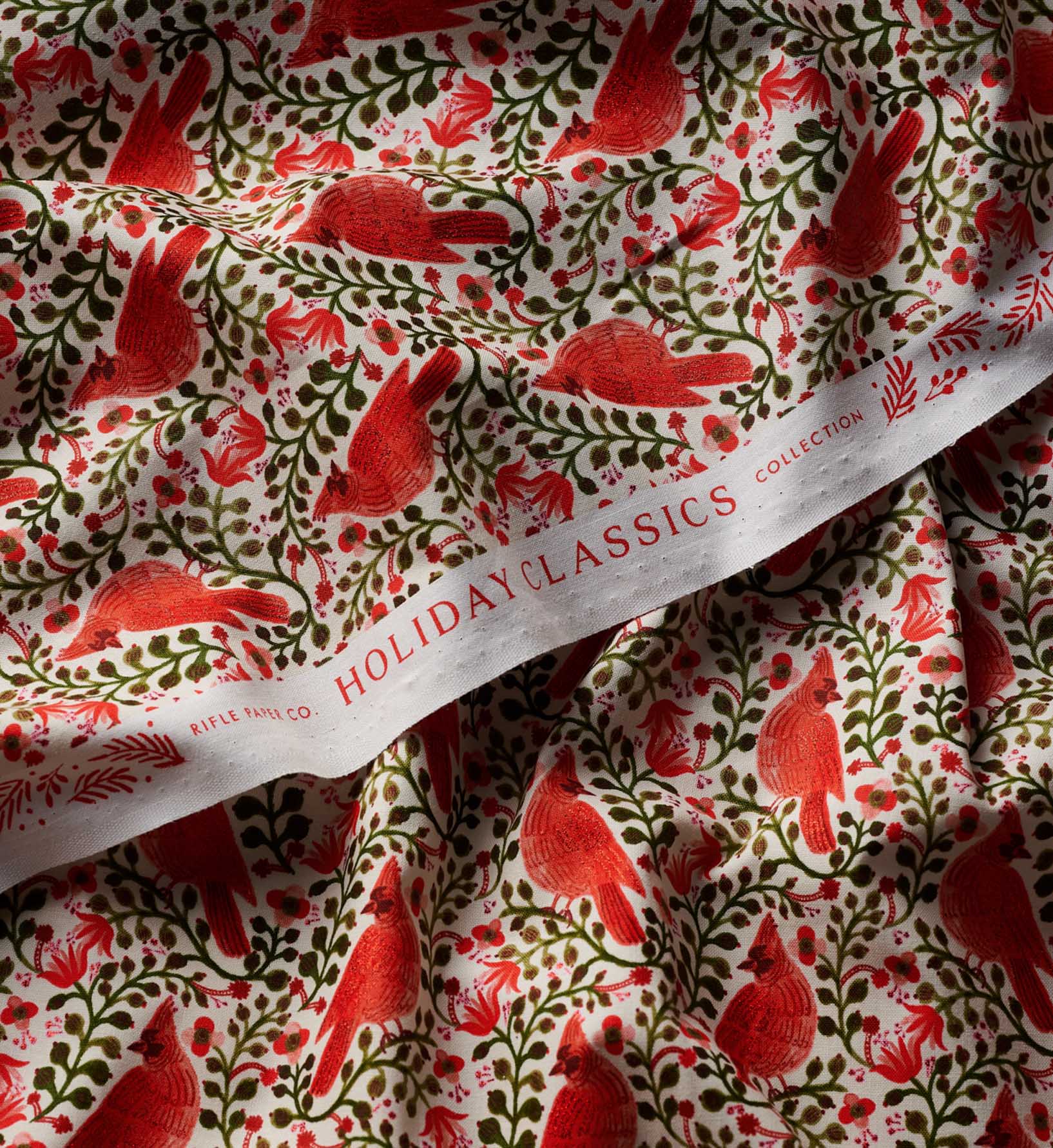 Cardinals Cotton Metallic Fabric - Cream