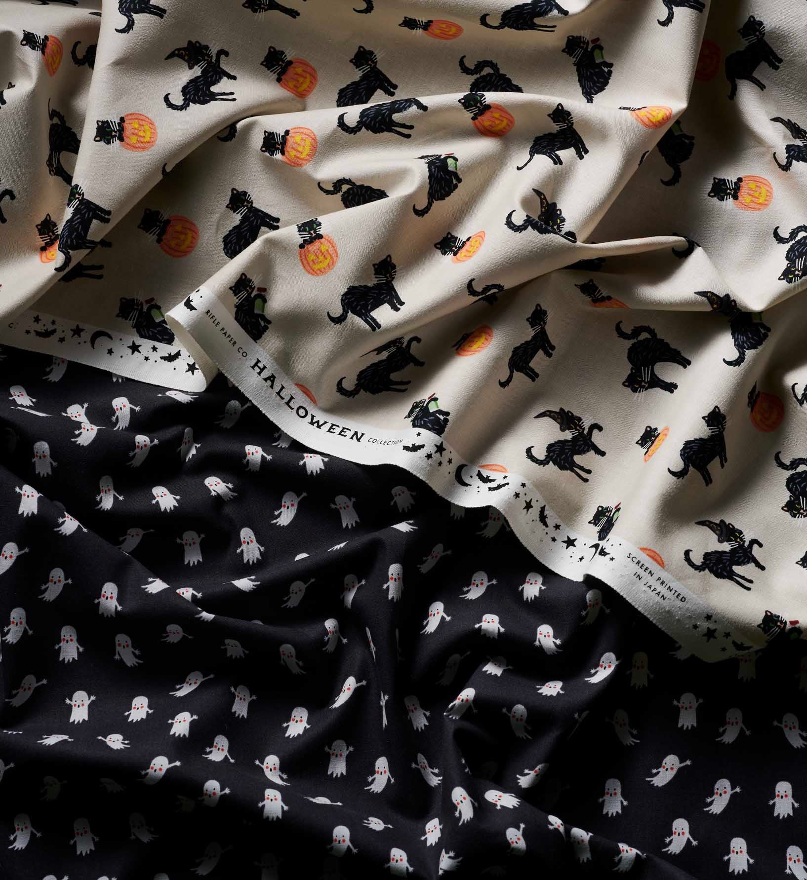 Ghosts Cotton Fabric - Black