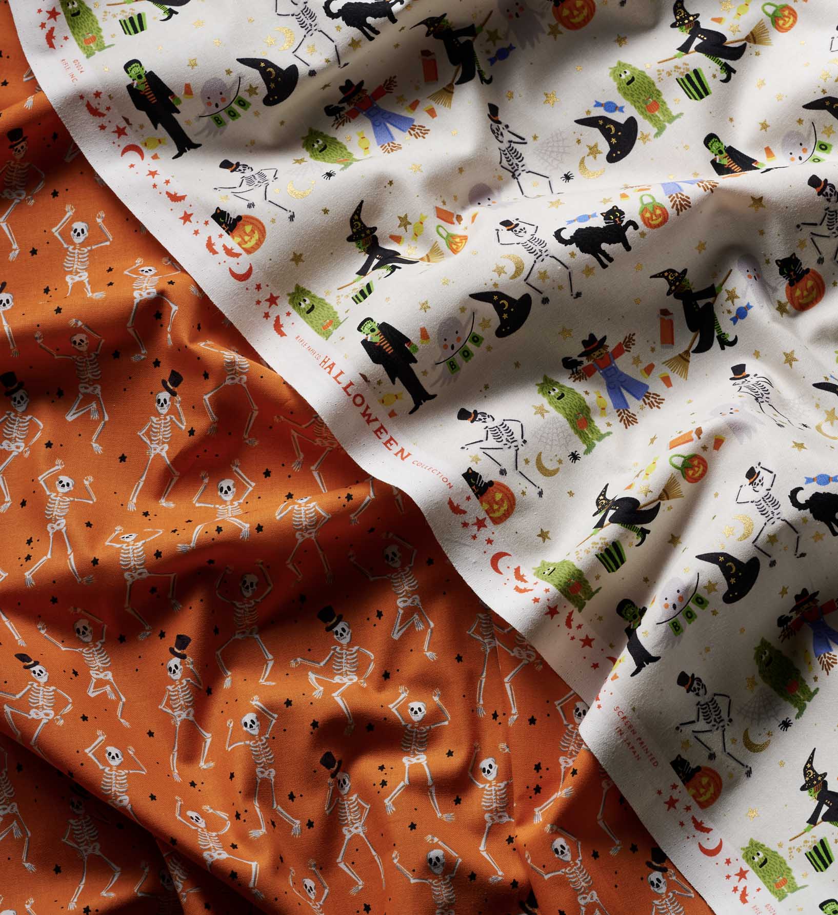 Halloween Parade Cotton Metallic Fabric - Cream