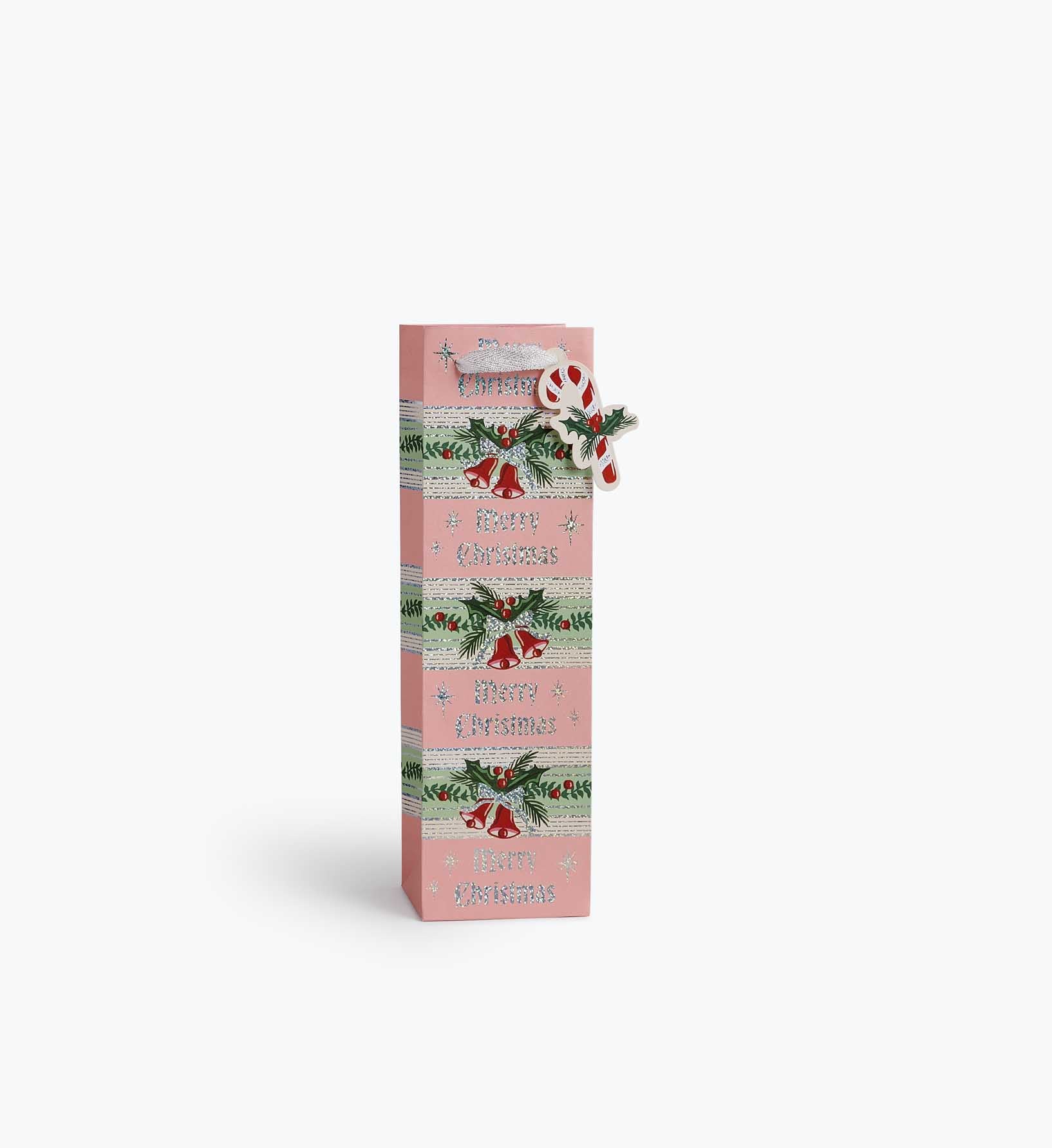 Candy Cane Stripe Wine Gift Bag