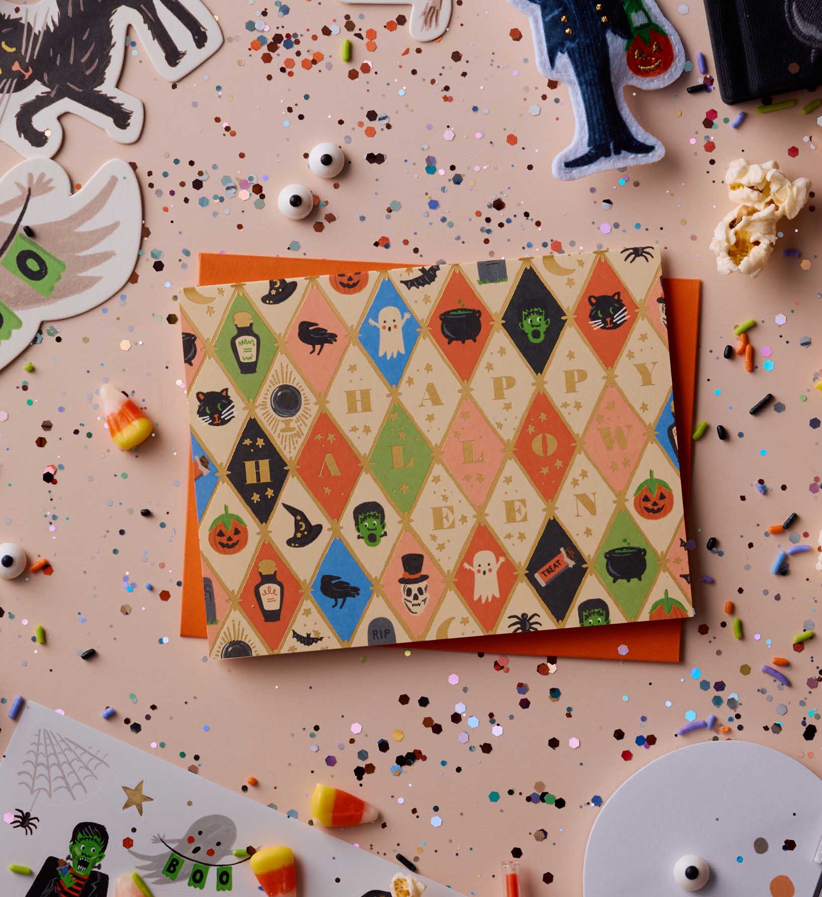 Halloween Argyle Halloween Card - Single Card
