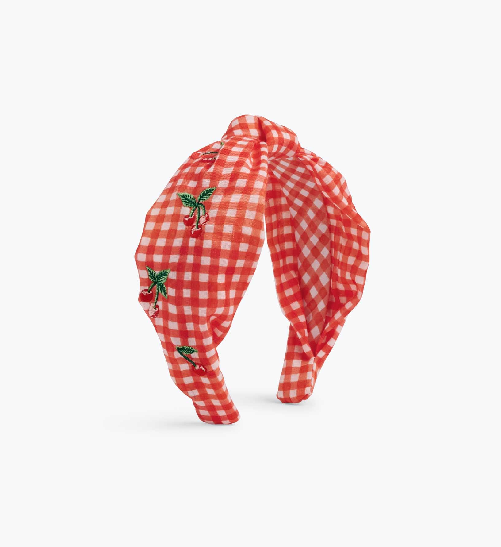 Knotted Headband - Gingham Cherries