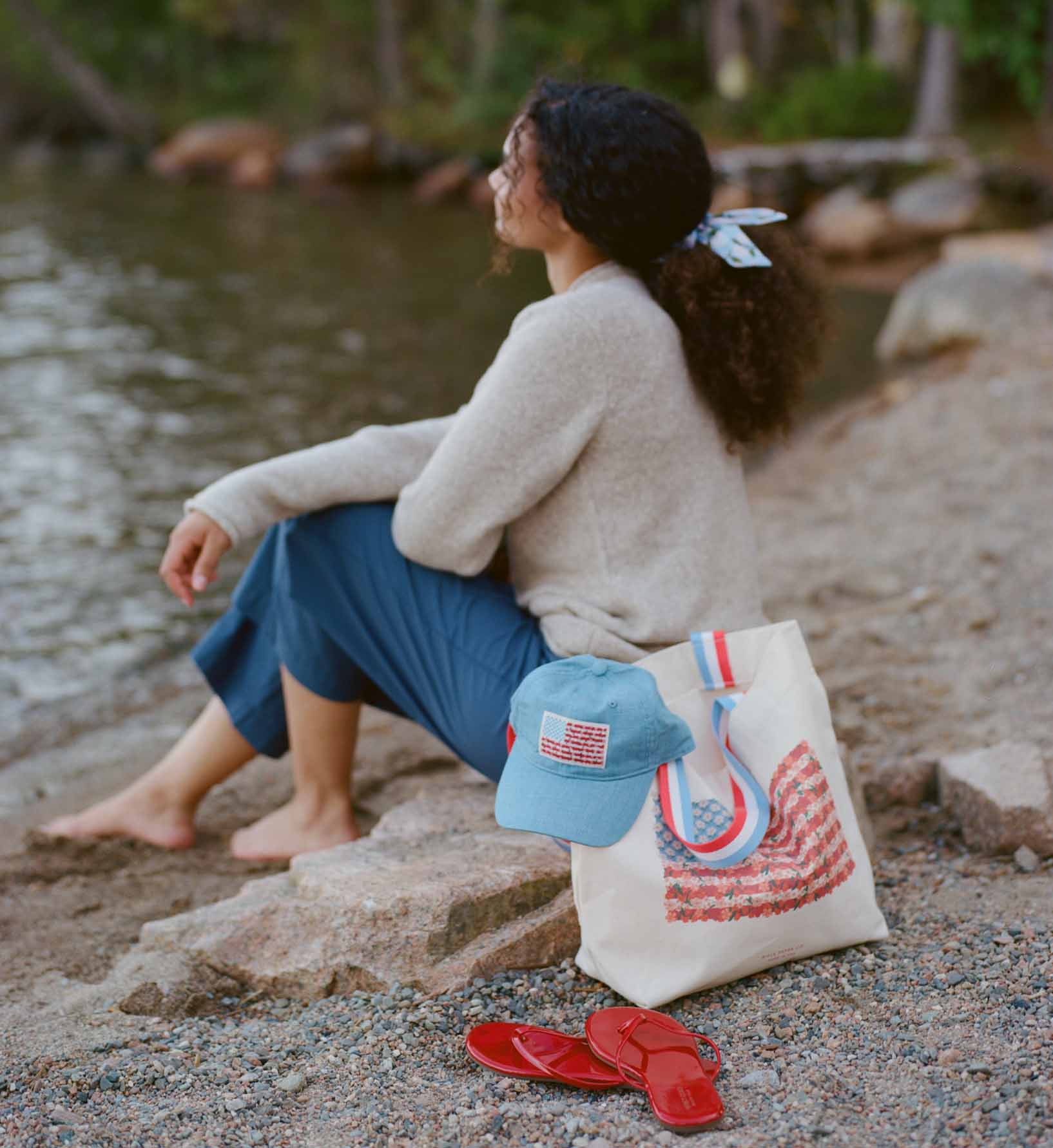 East West Canvas Tote Bag - Americana