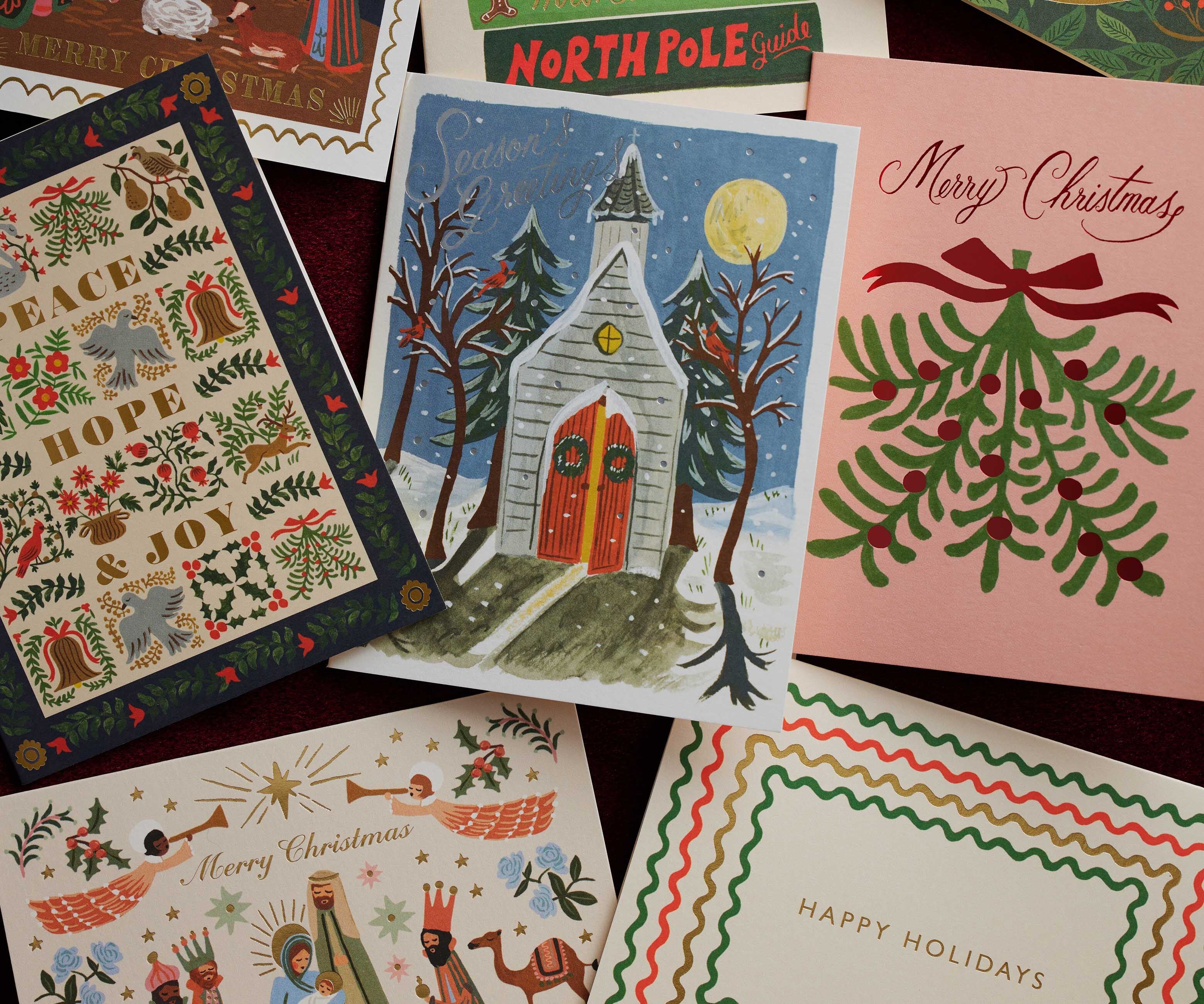 Winter Chapel Greetings Holiday Card - Single Card