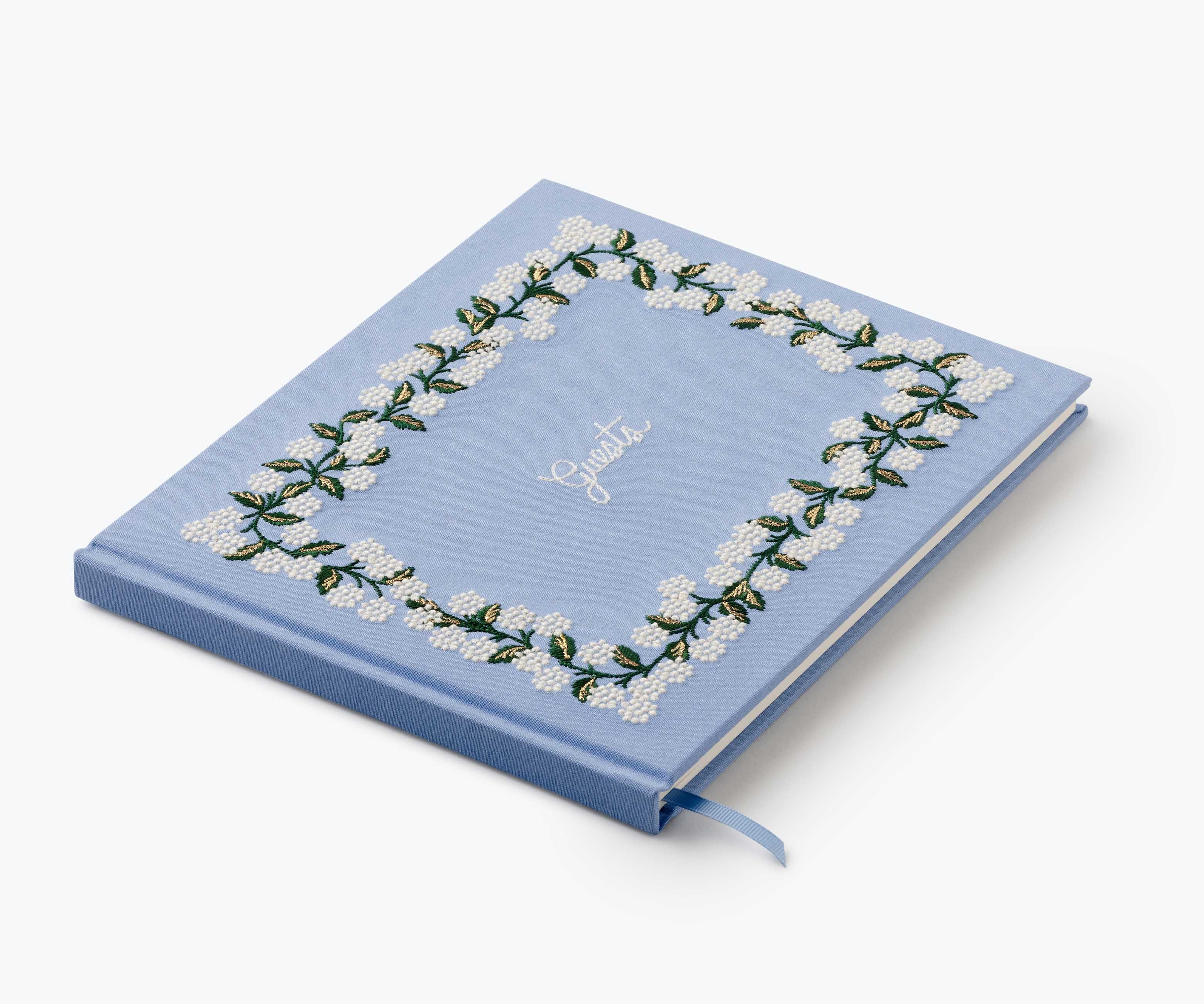 Embroidered Guest Book - Hydrangea