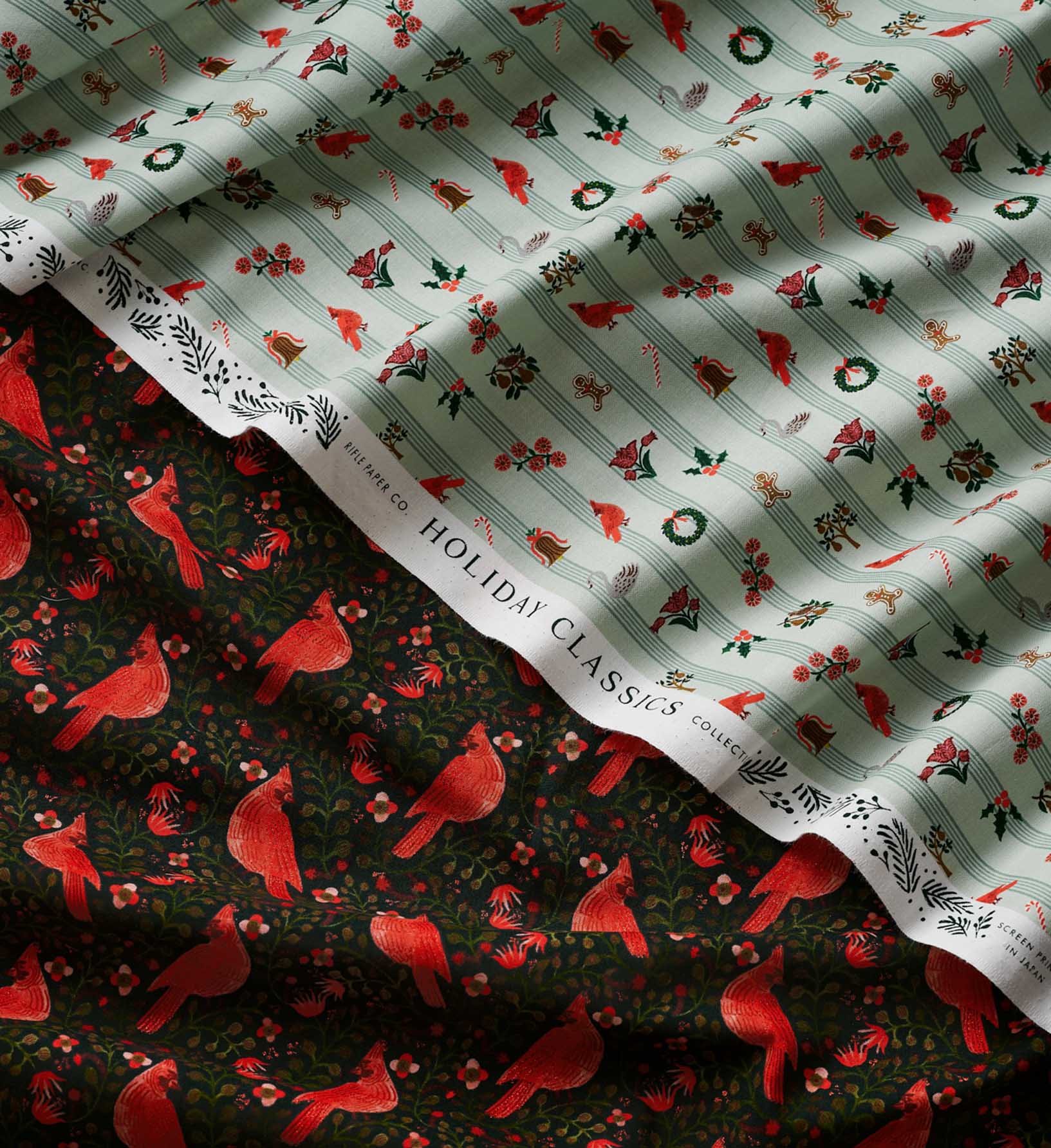 Yuletide Cotton Fabric - Mint