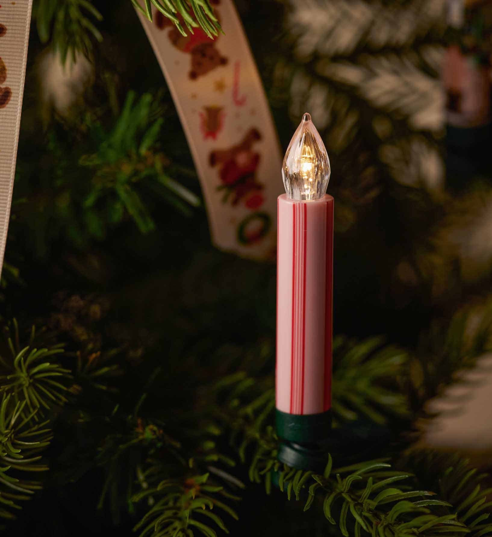 Holiday Clip-On Candle Lights - French Stripe