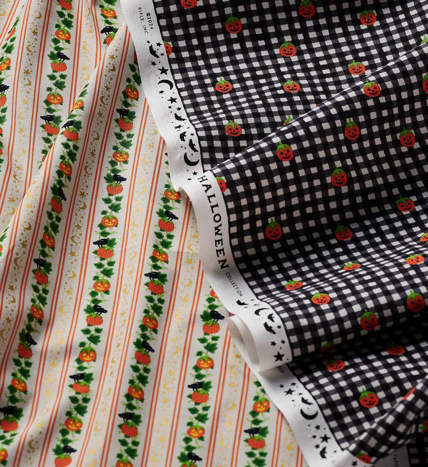Pumpkin Patch Cotton Metallic Fabric - Linen