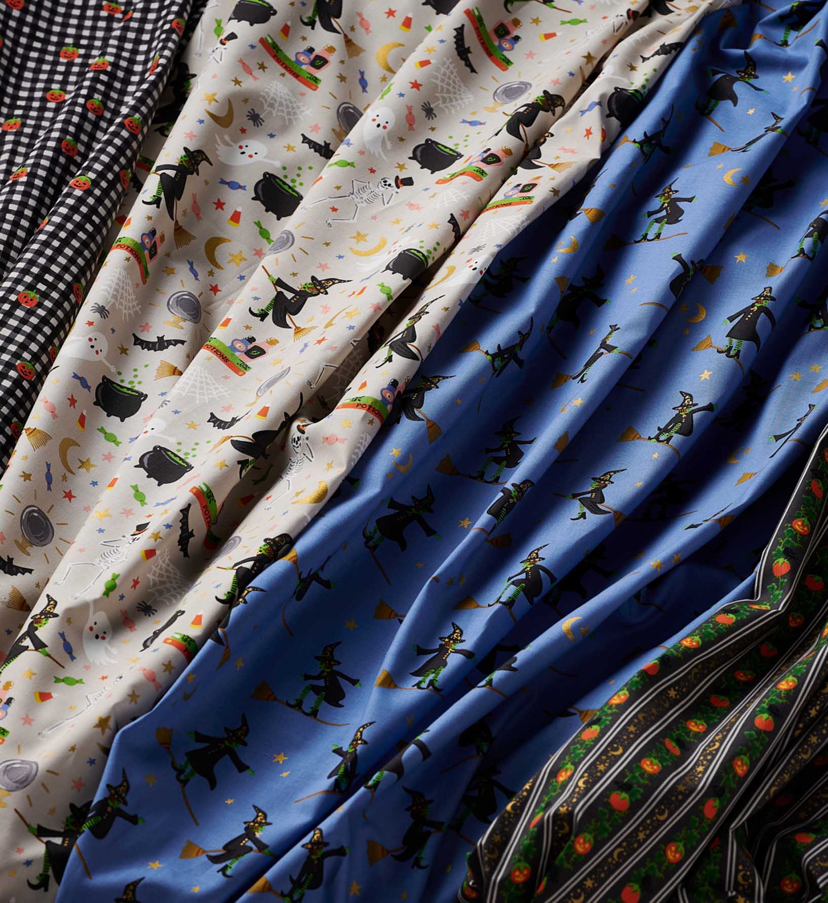 Wicked Witches Cotton Metallic Fabric - Blue