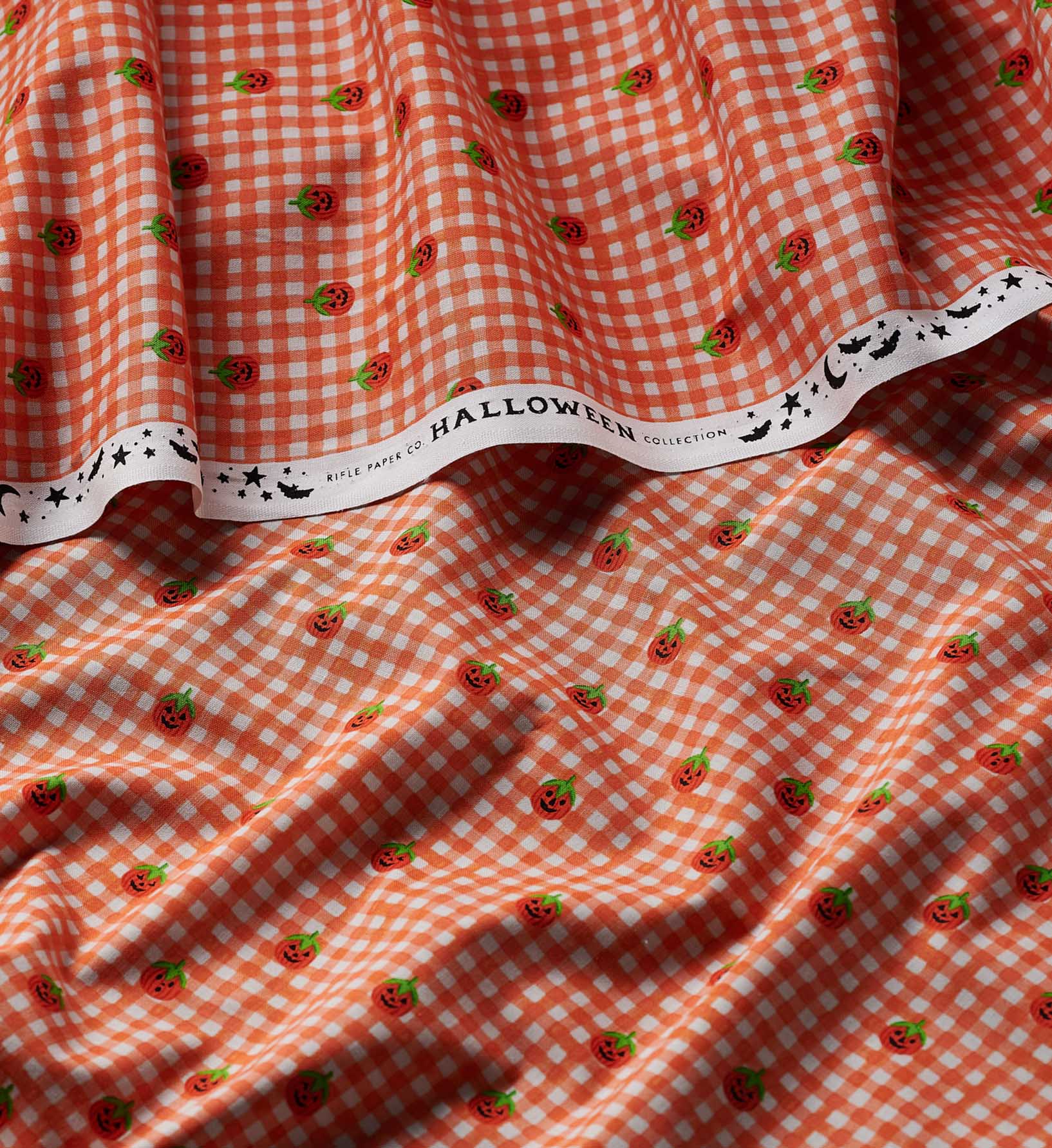 Pumpkin Gingham Cotton Fabric - Orange
