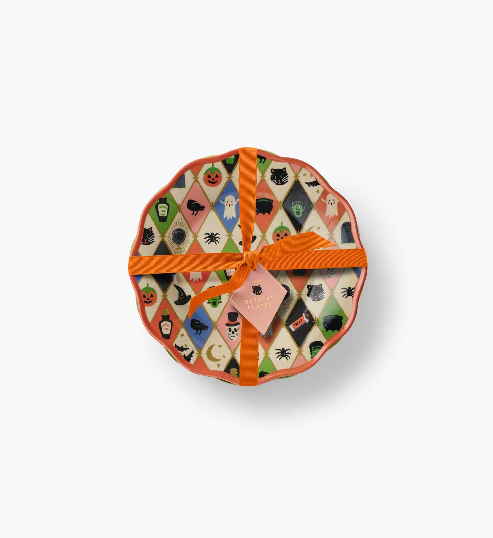Melamine Assorted Dessert Plates - Halloween Argyle