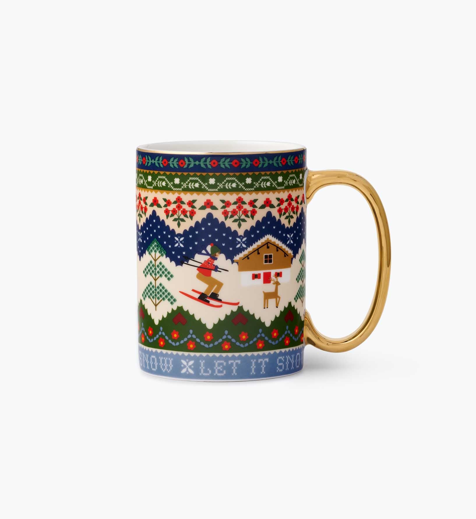 Holiday Porcelain Mug - Ski Chalet