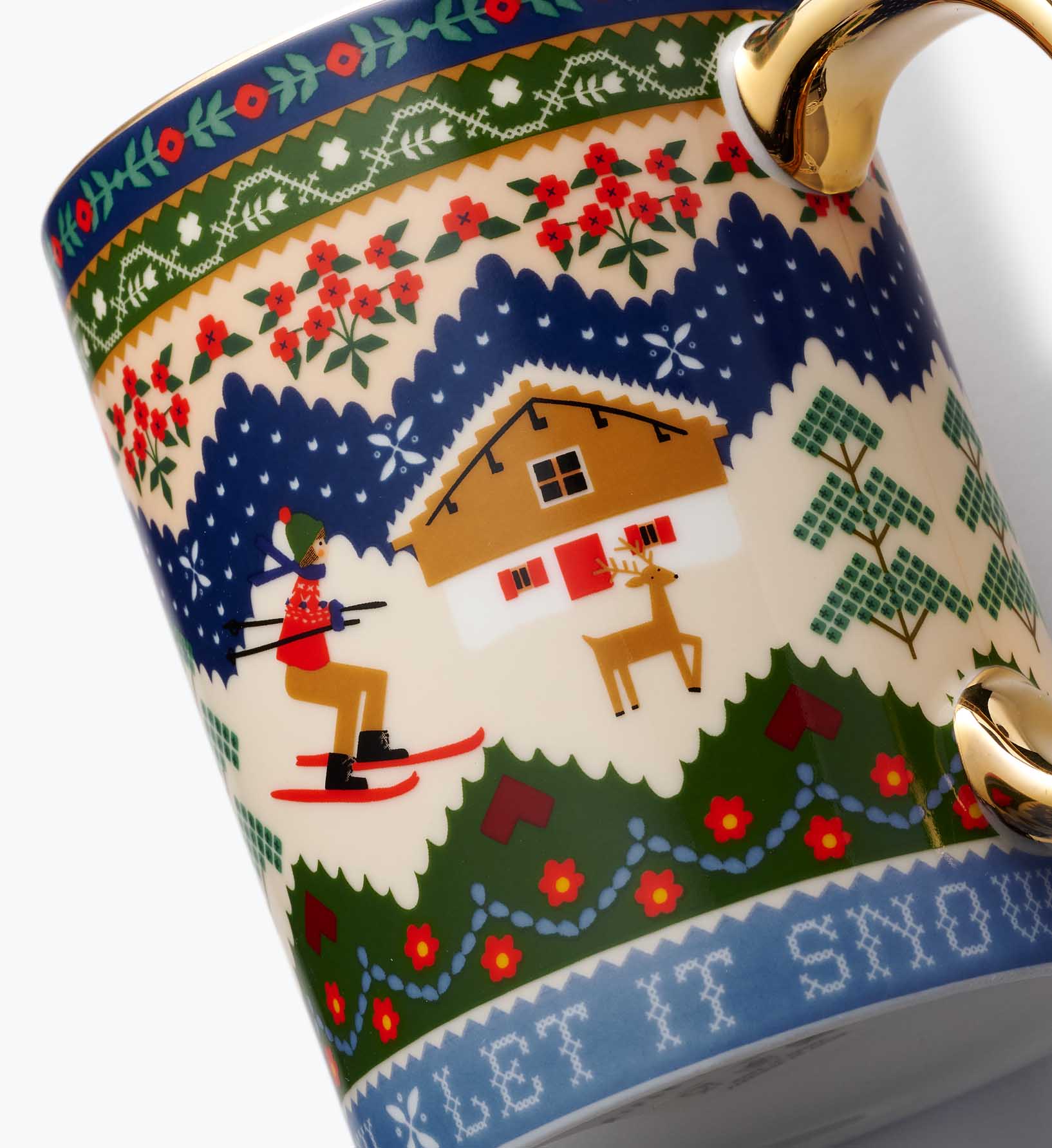 Holiday Porcelain Mug - Ski Chalet