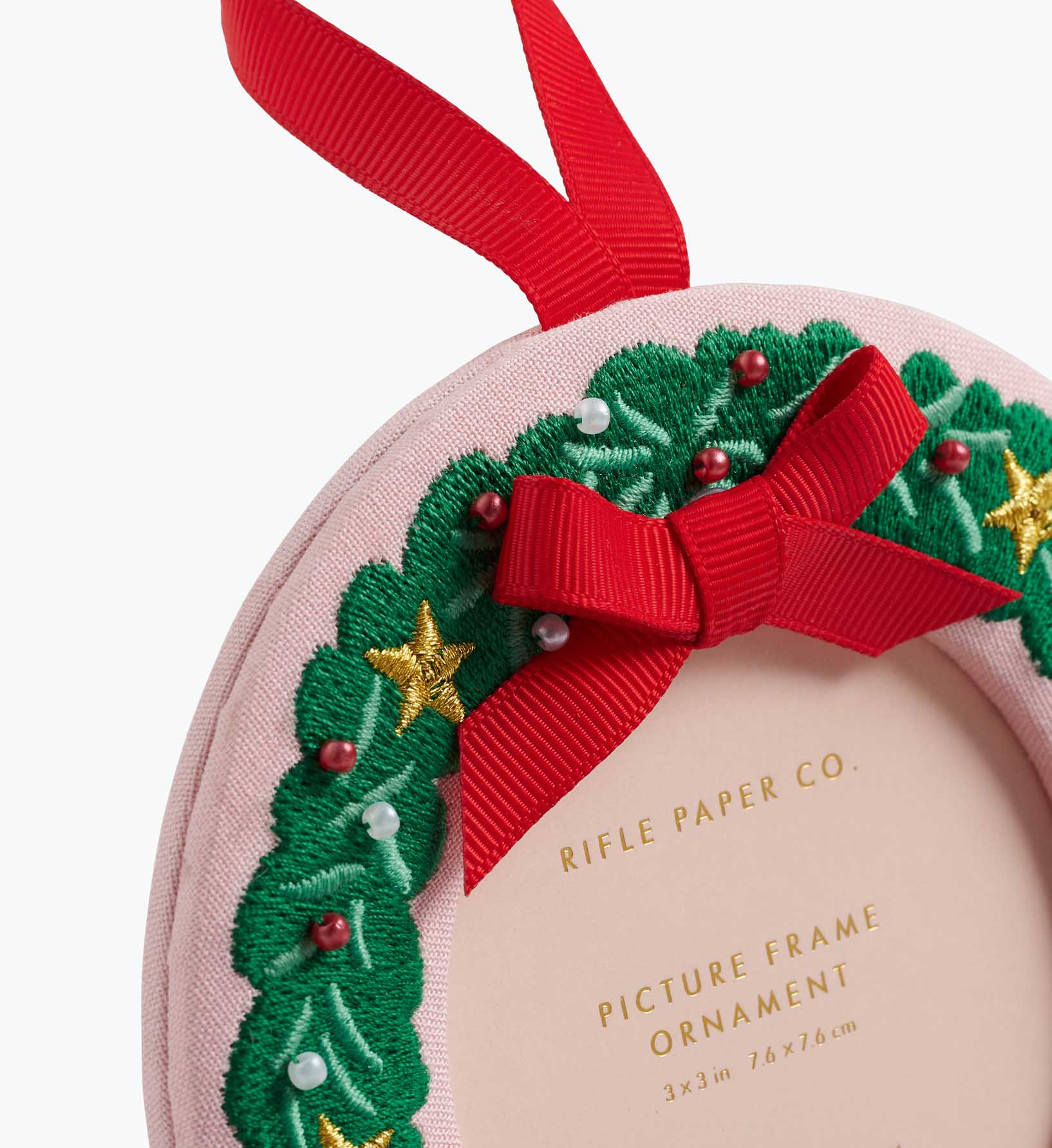 Embroidered Frame Ornament - Christmas Wreath