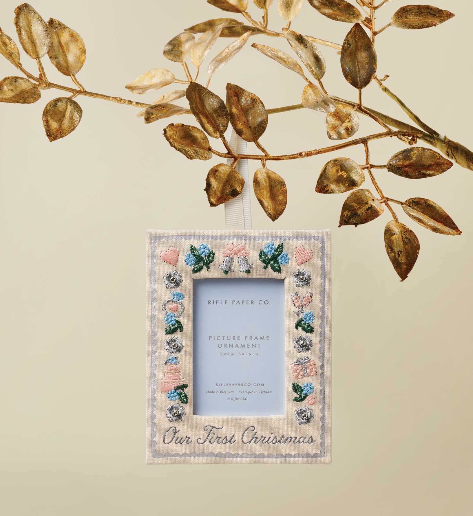 Embroidered Frame Ornament - Our First Christmas