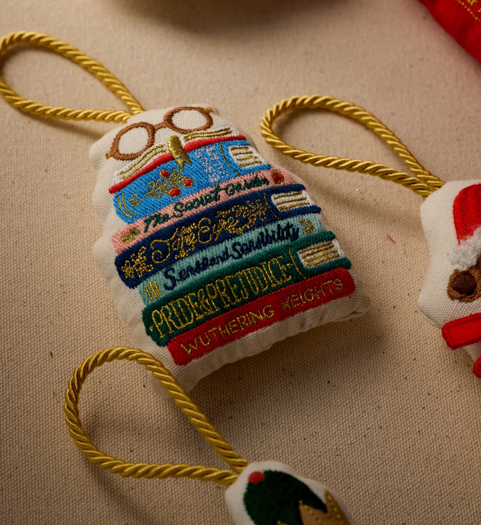 Embroidered Ornament - Book Club