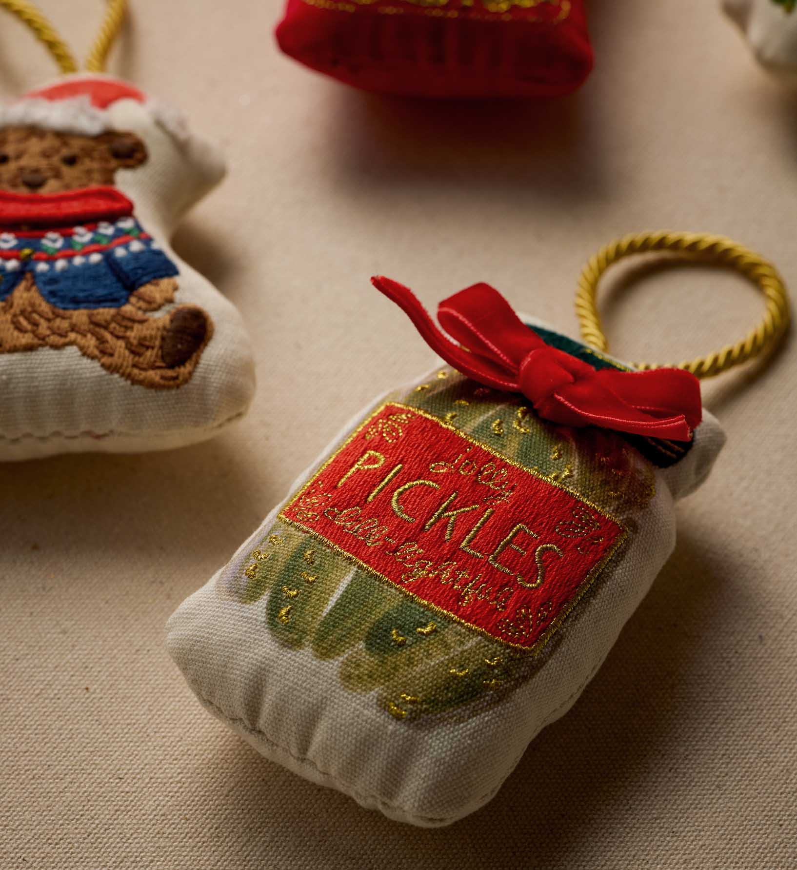 Embroidered Ornament - Pickle Jar