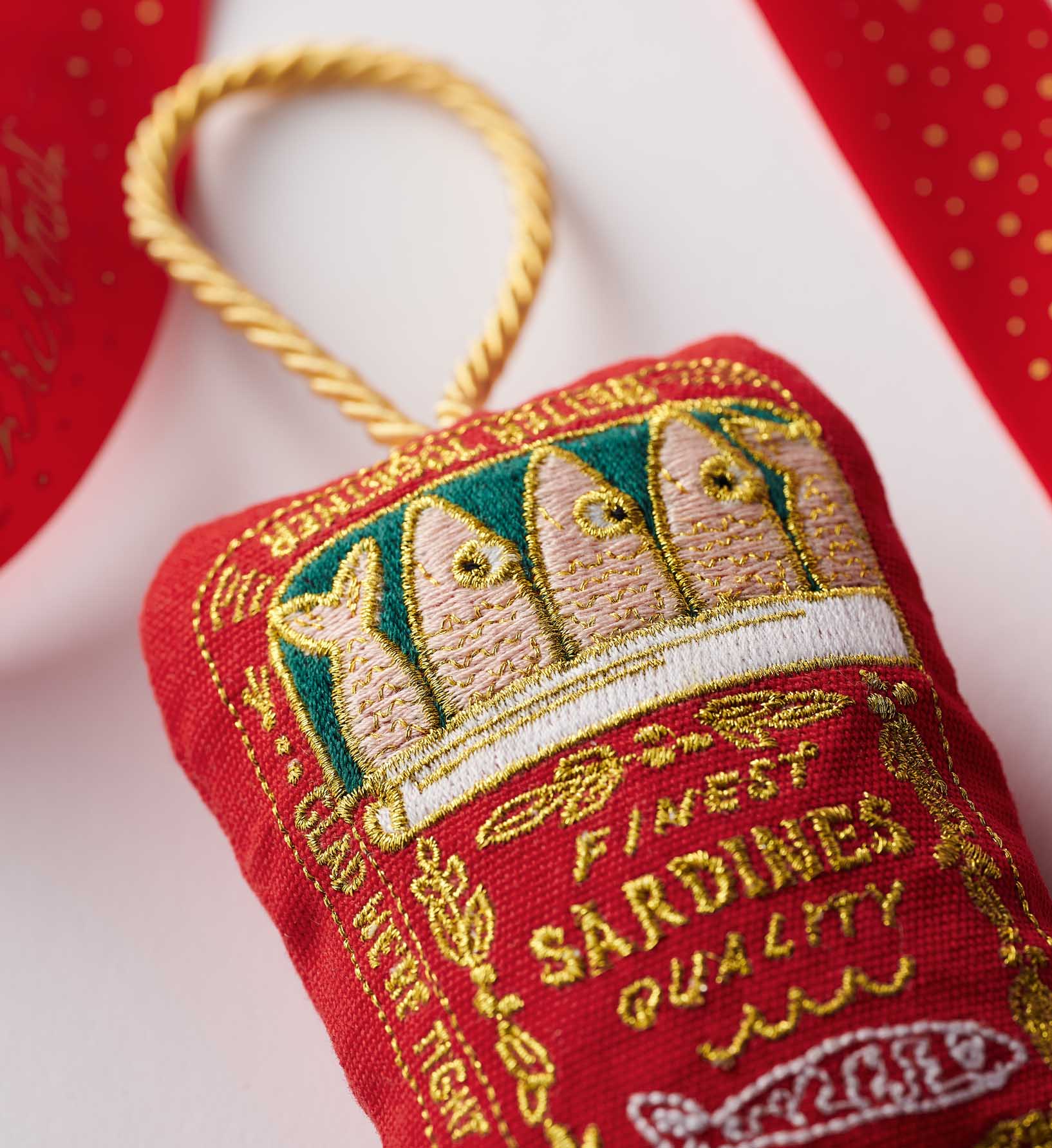 Embroidered Ornament - Sardines