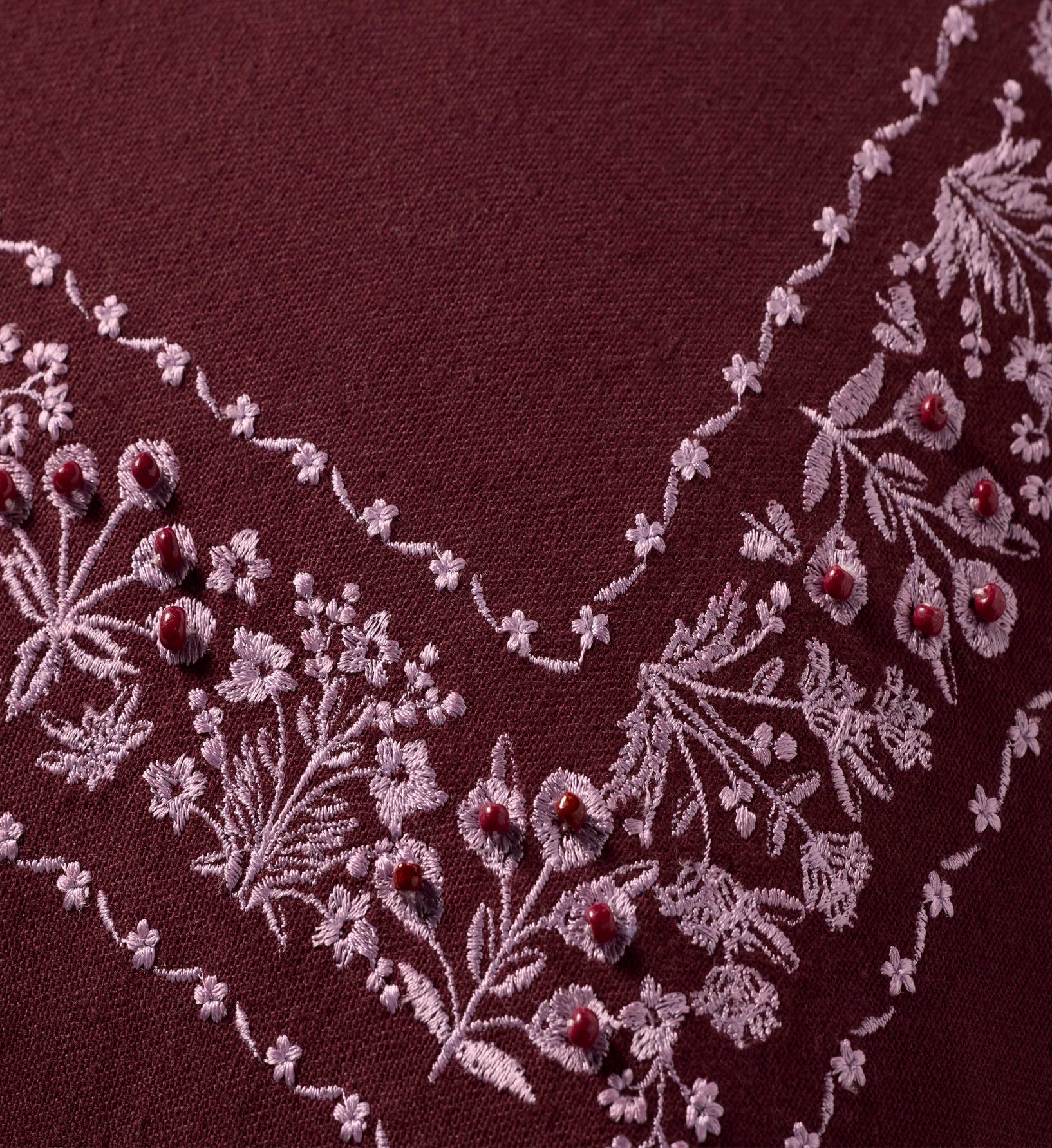 Estee Border Embroidered Pillow - Mulberry